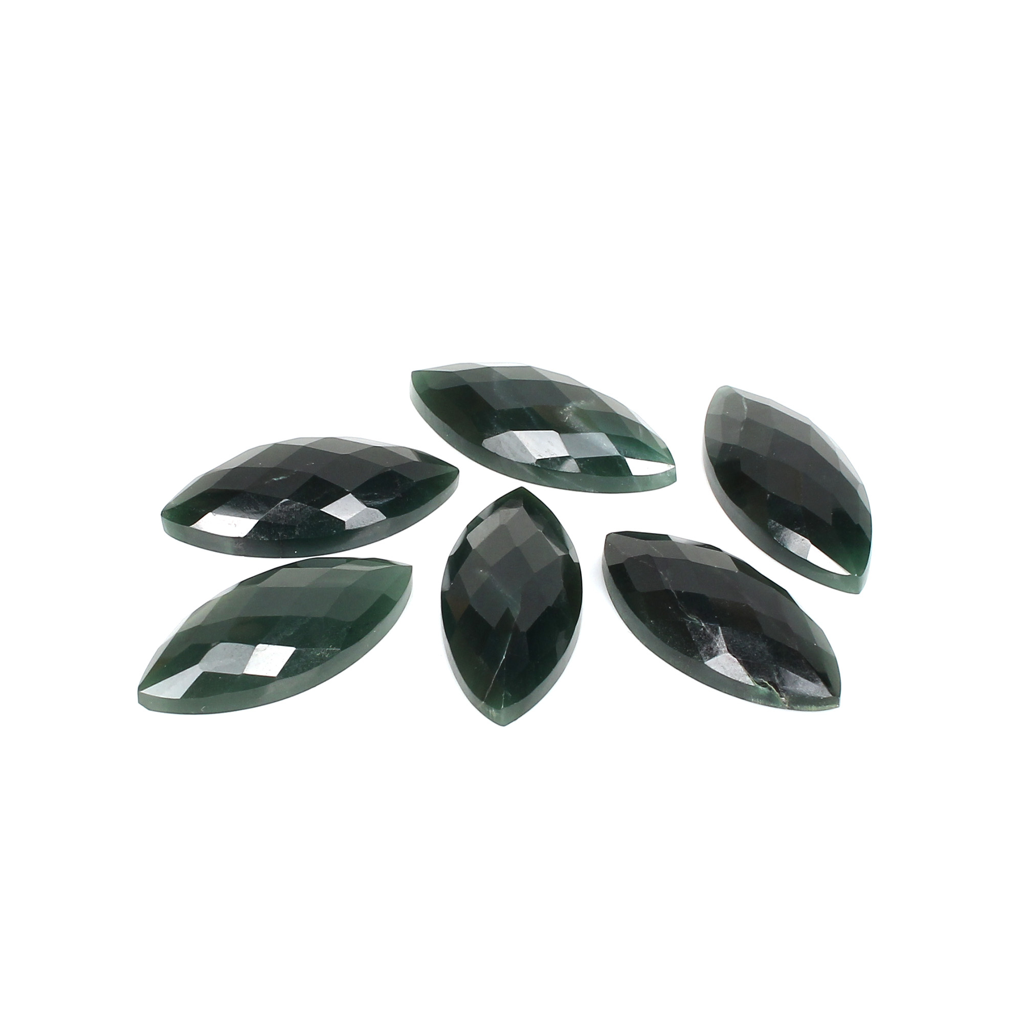 6Pcs Dark Mica Aventurine 29x13mm Marquise Checker Cut 9700cts