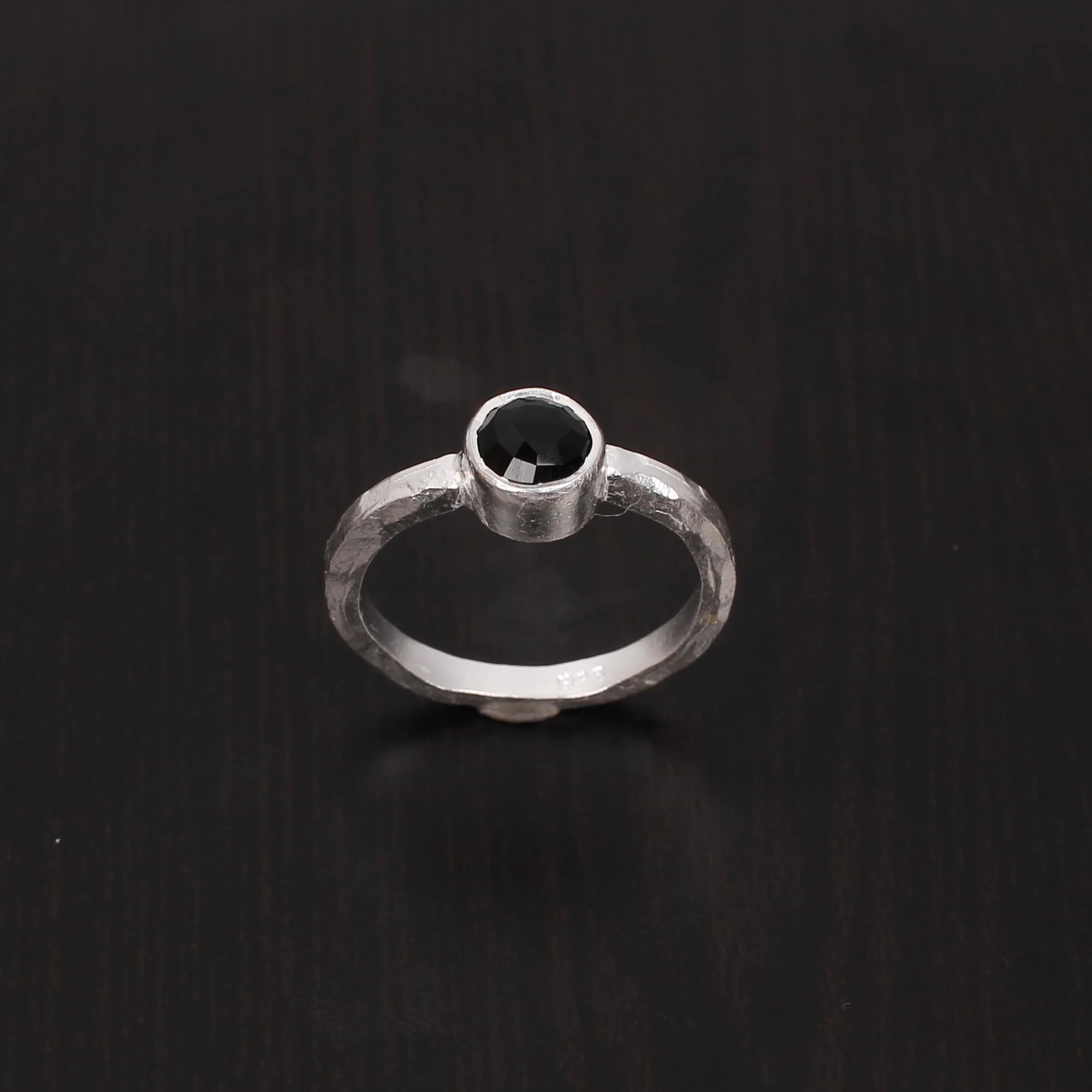 Black Onyx 6mm Round Rose Cut 259Gram 925 Sterling Silver Ring