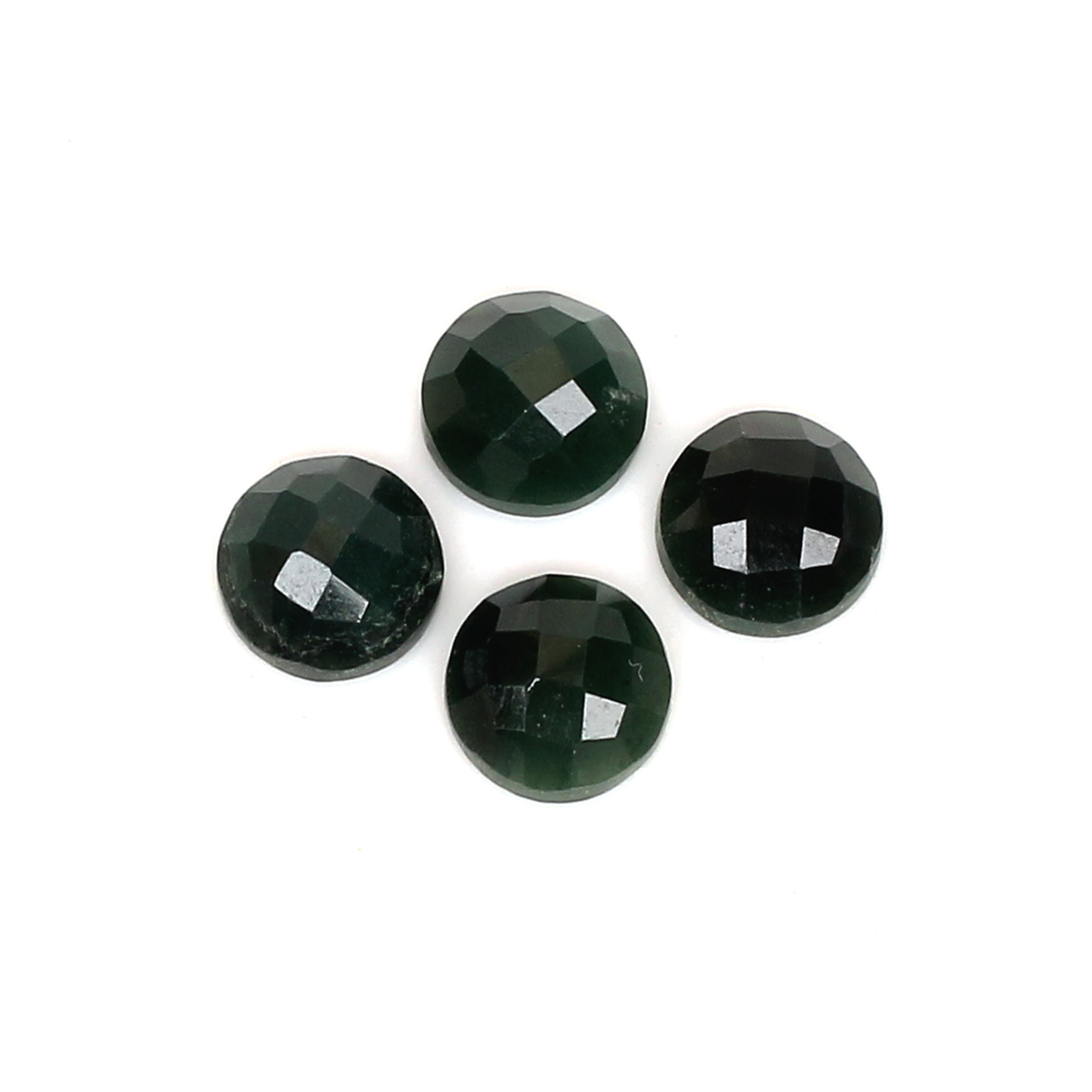 4Pcs Dark Mica Aventurine 8mm Round Checker Cut 760cts