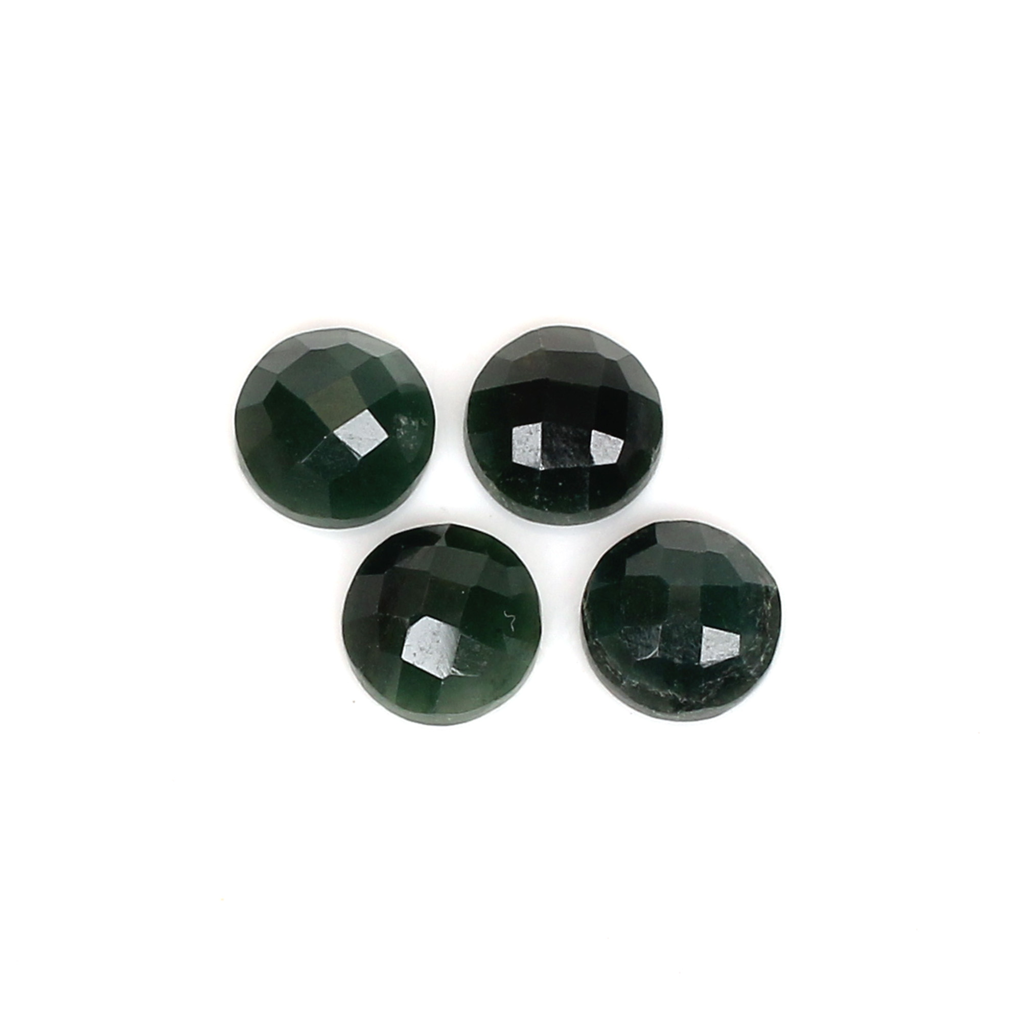 4Pcs Dark Mica Aventurine 8mm Round Checker Cut 760cts