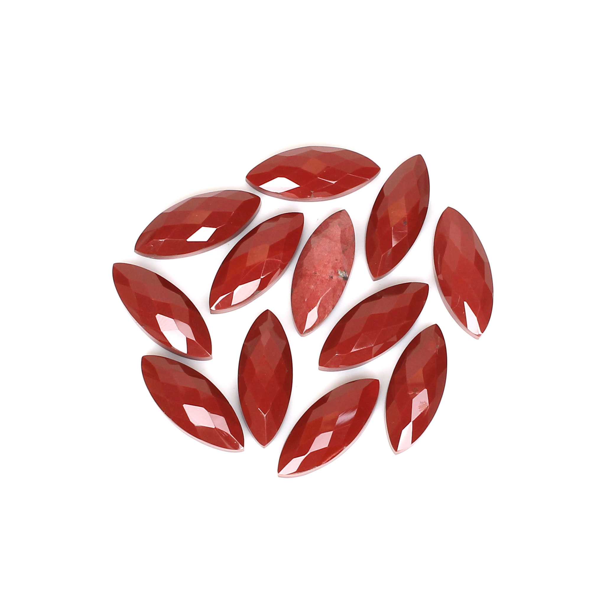12Pes Red Jasper 8x20mm Marquise Checker Cut 7100Cts