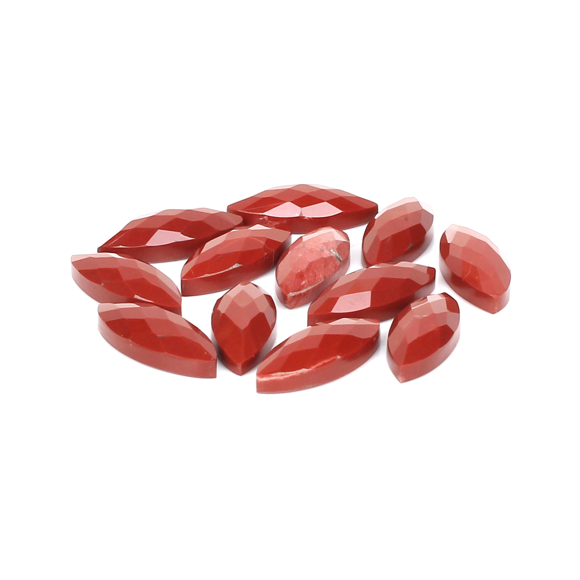 12Pes Red Jasper 8x20mm Marquise Checker Cut 7100Cts