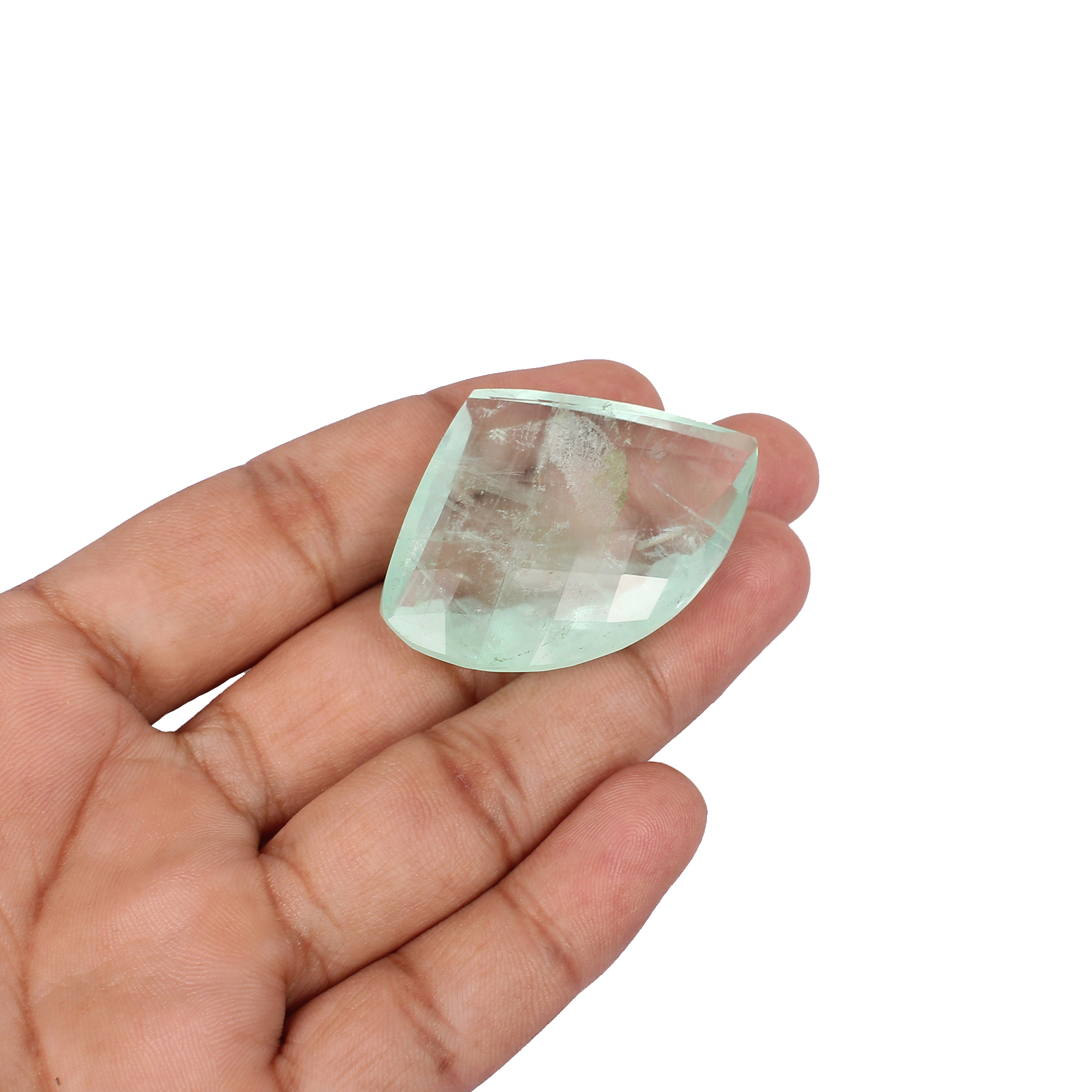 Natural Afghani Fluorite Gemstone Checkerboard Cut 1313 Carat 45x33mm Loose Stone for Jewelry Making