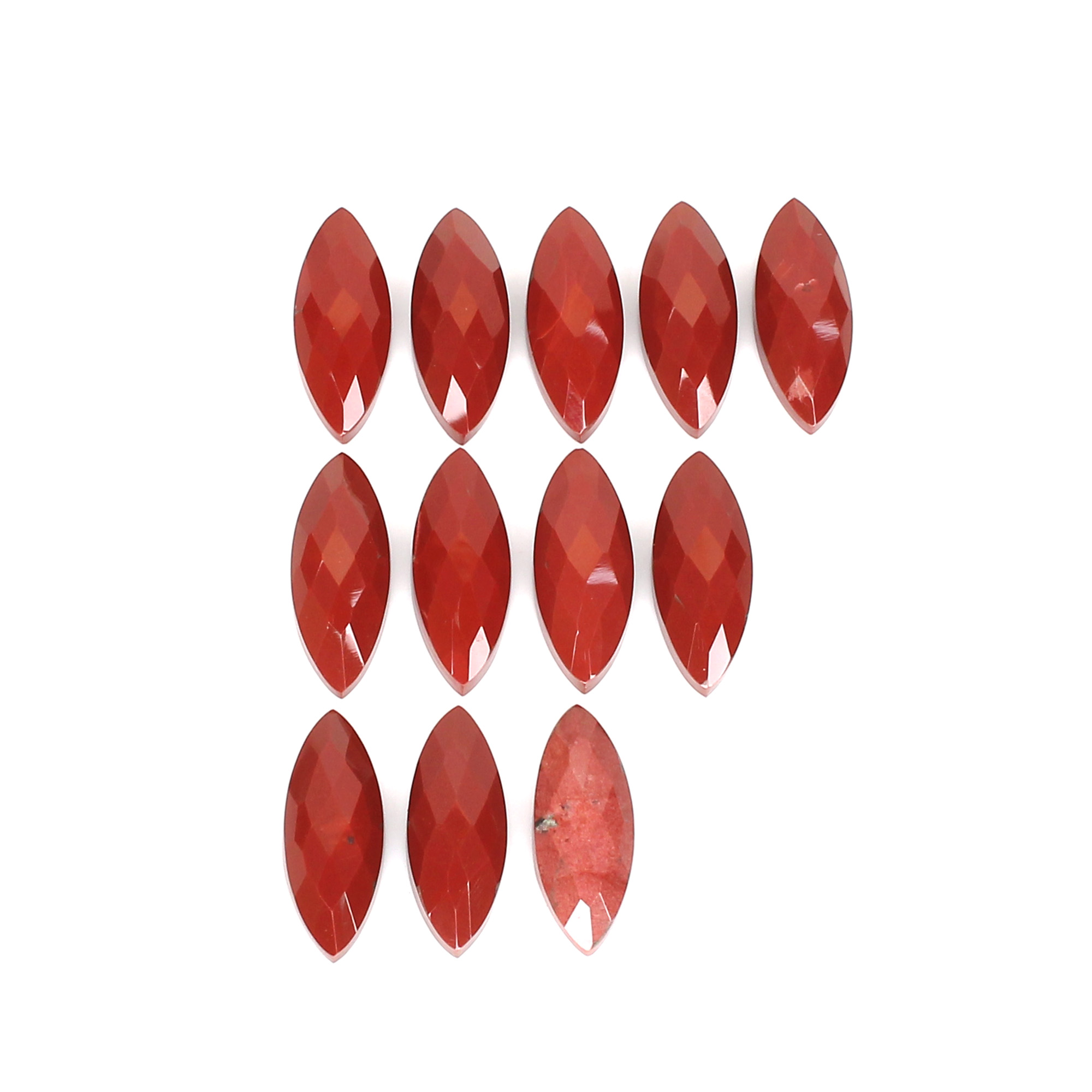 12Pes Red Jasper 8x20mm Marquise Checker Cut 7100Cts