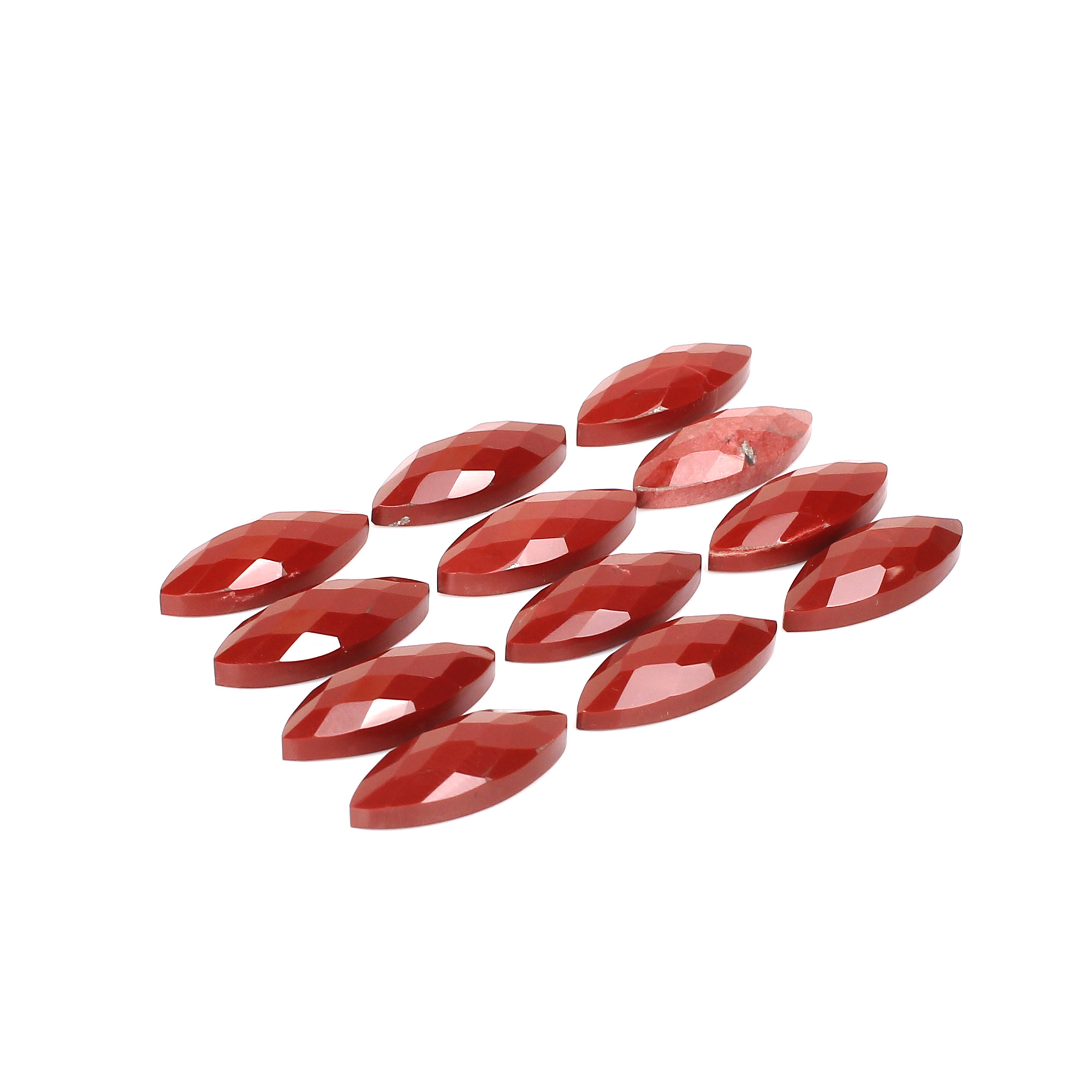 12Pes Red Jasper 8x20mm Marquise Checker Cut 7100Cts