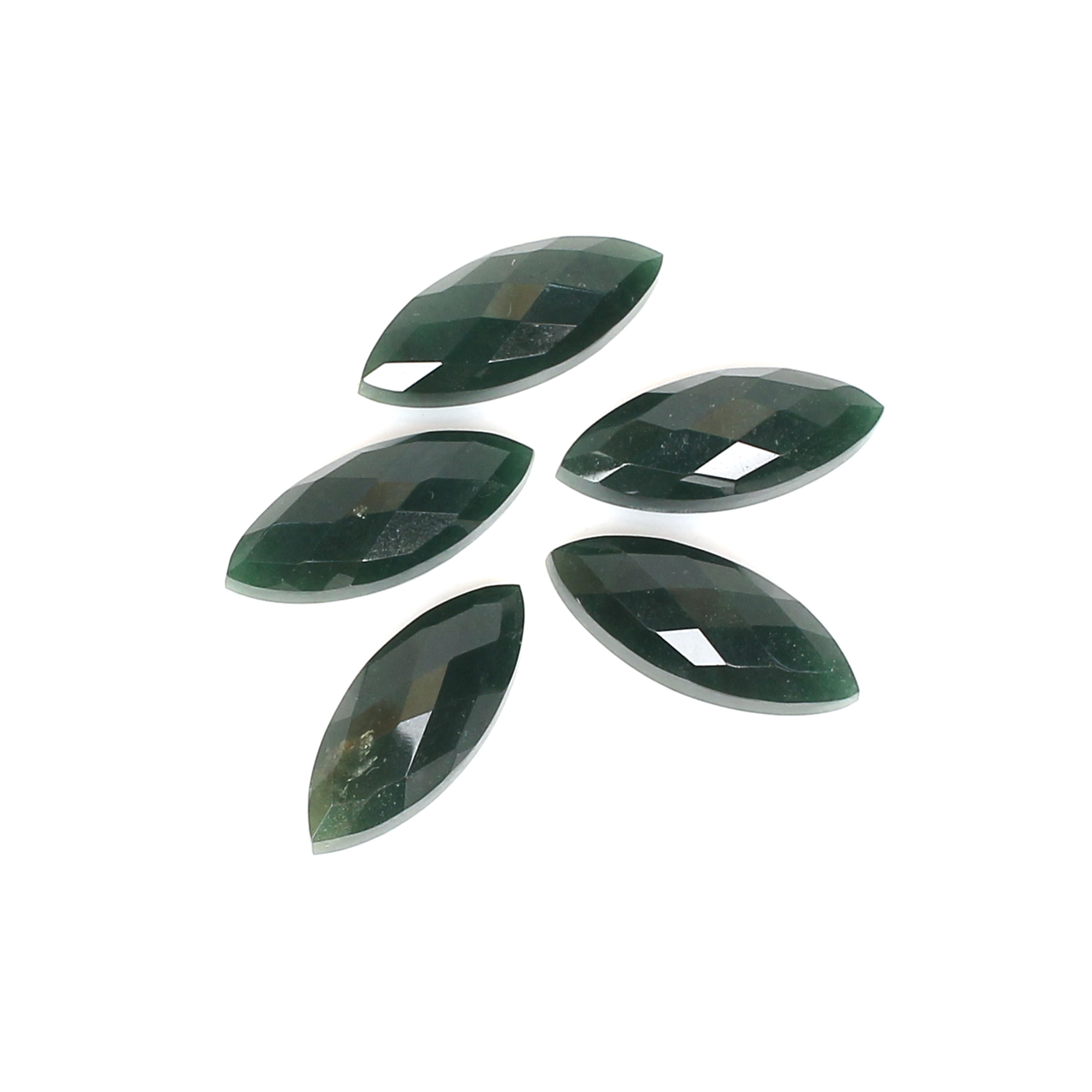 5Pcs Dark Mica Aventurine 20x8mm Marquise Checker Cut 3000cts