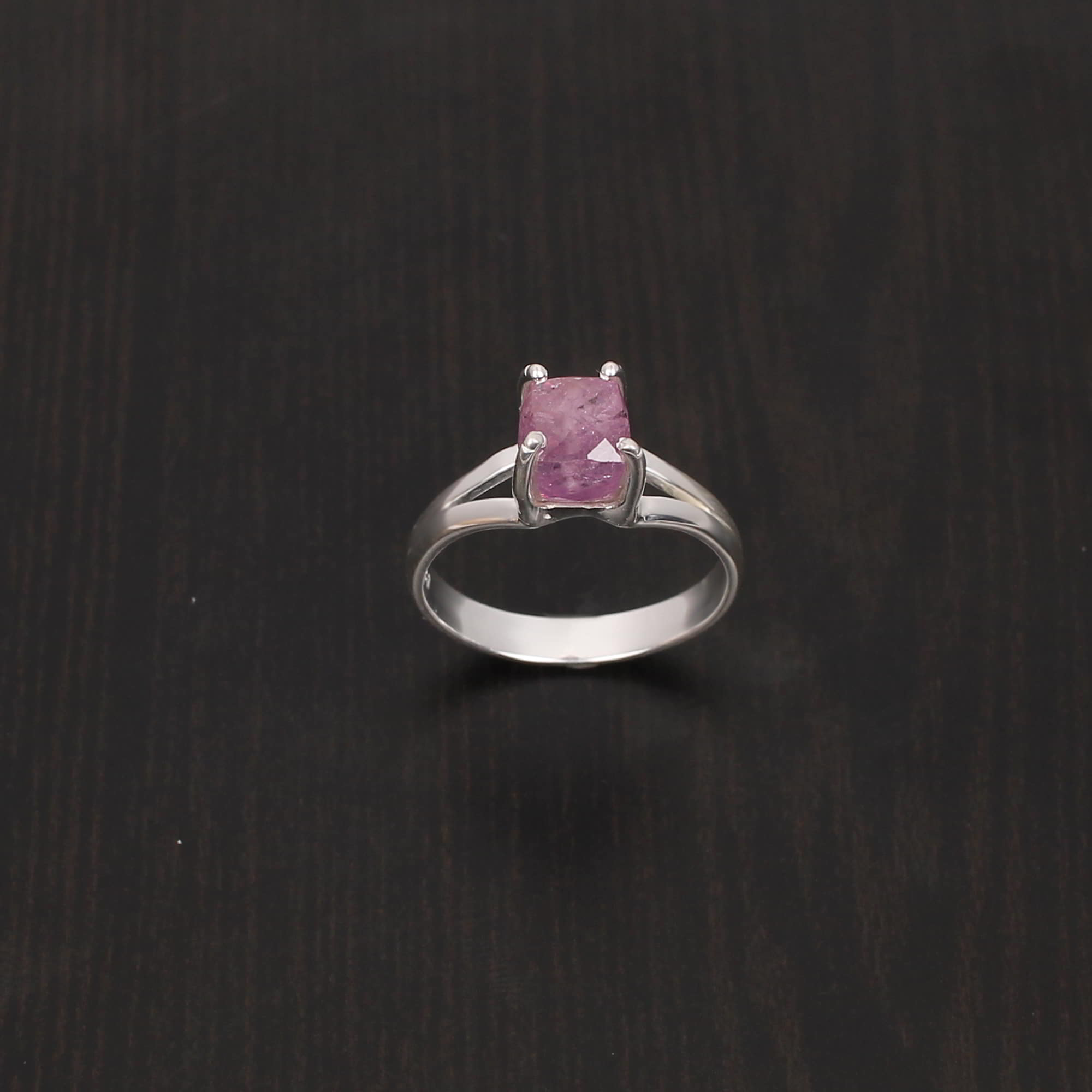 Glass Filled Ruby 6x6mm Cushion Faceted 254Gram 925 Sterling Silver Ring