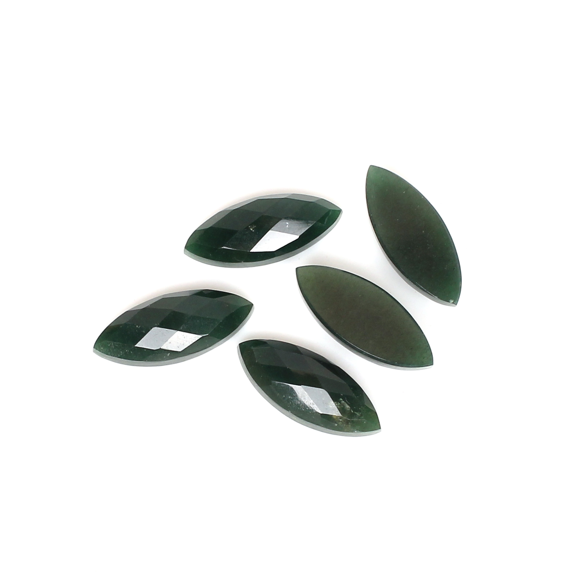 5Pcs Dark Mica Aventurine 20x8mm Marquise Checker Cut 3000cts