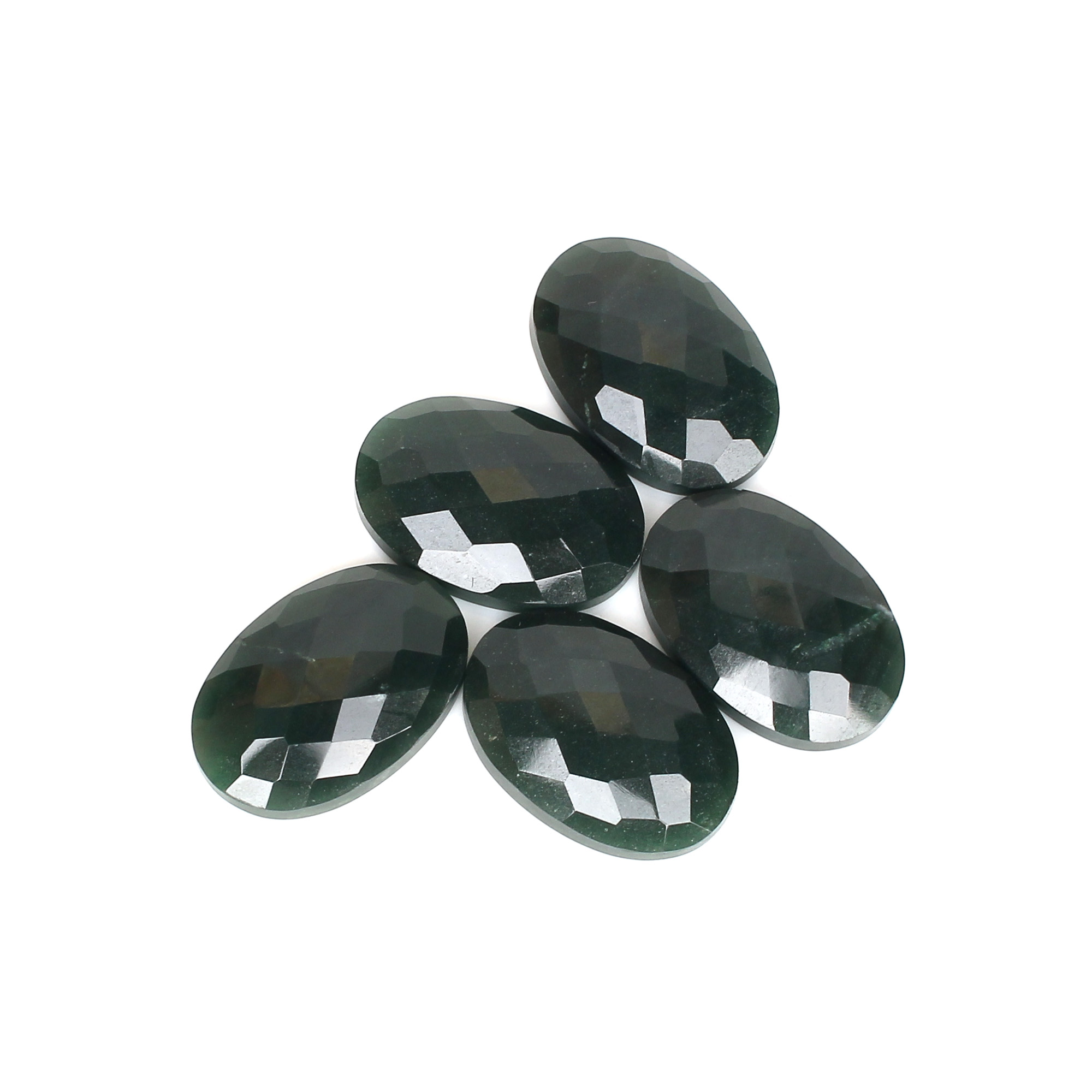 3Pcs Dark Mica Aventurine 17x25mm Oval Checker Cut 10200s
