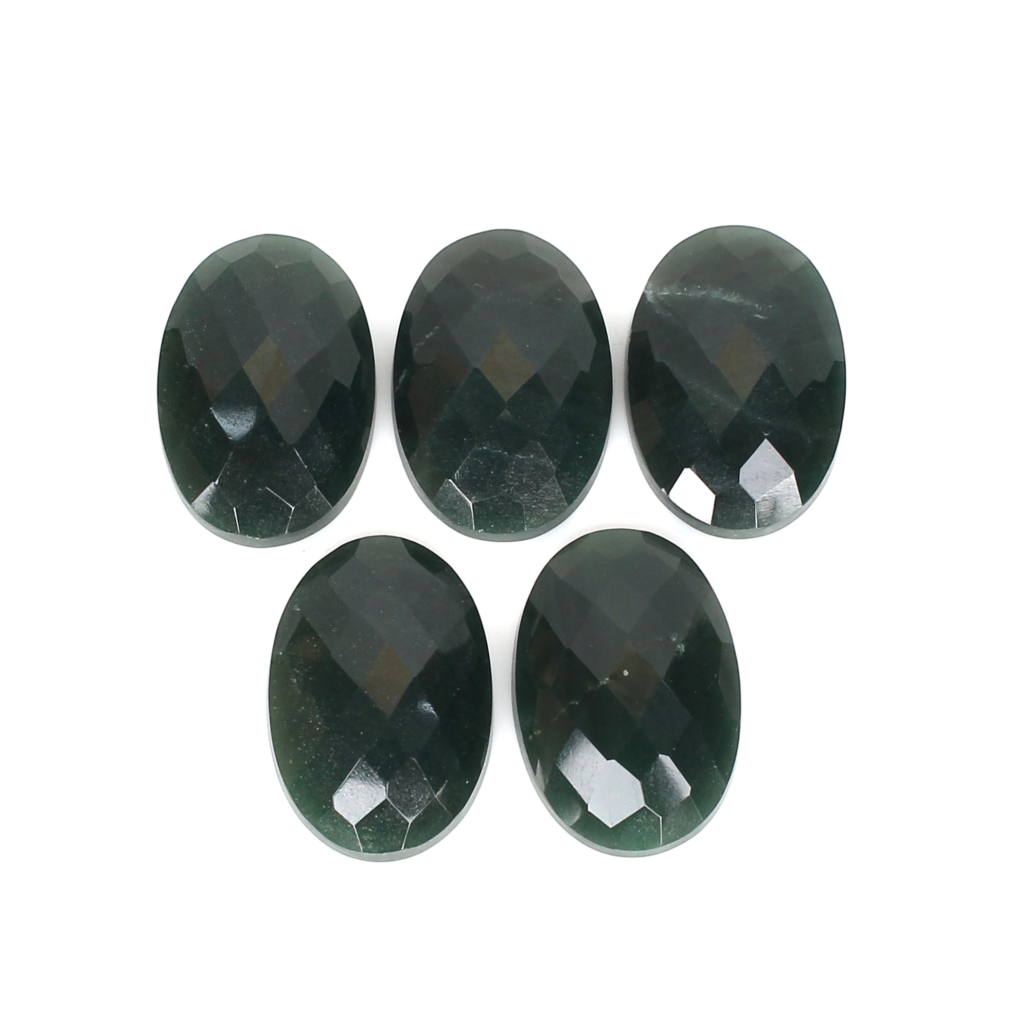 3Pcs Dark Mica Aventurine 17x25mm Oval Checker Cut 10200s