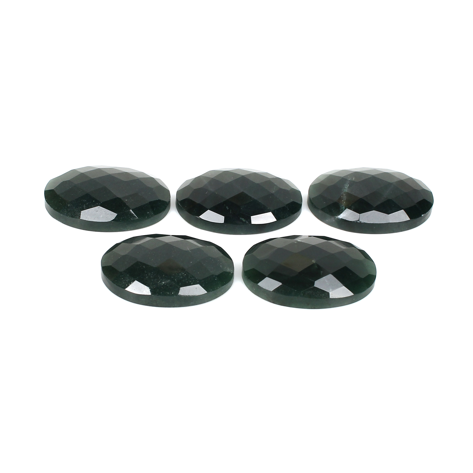 3Pcs Dark Mica Aventurine 17x25mm Oval Checker Cut 10200s
