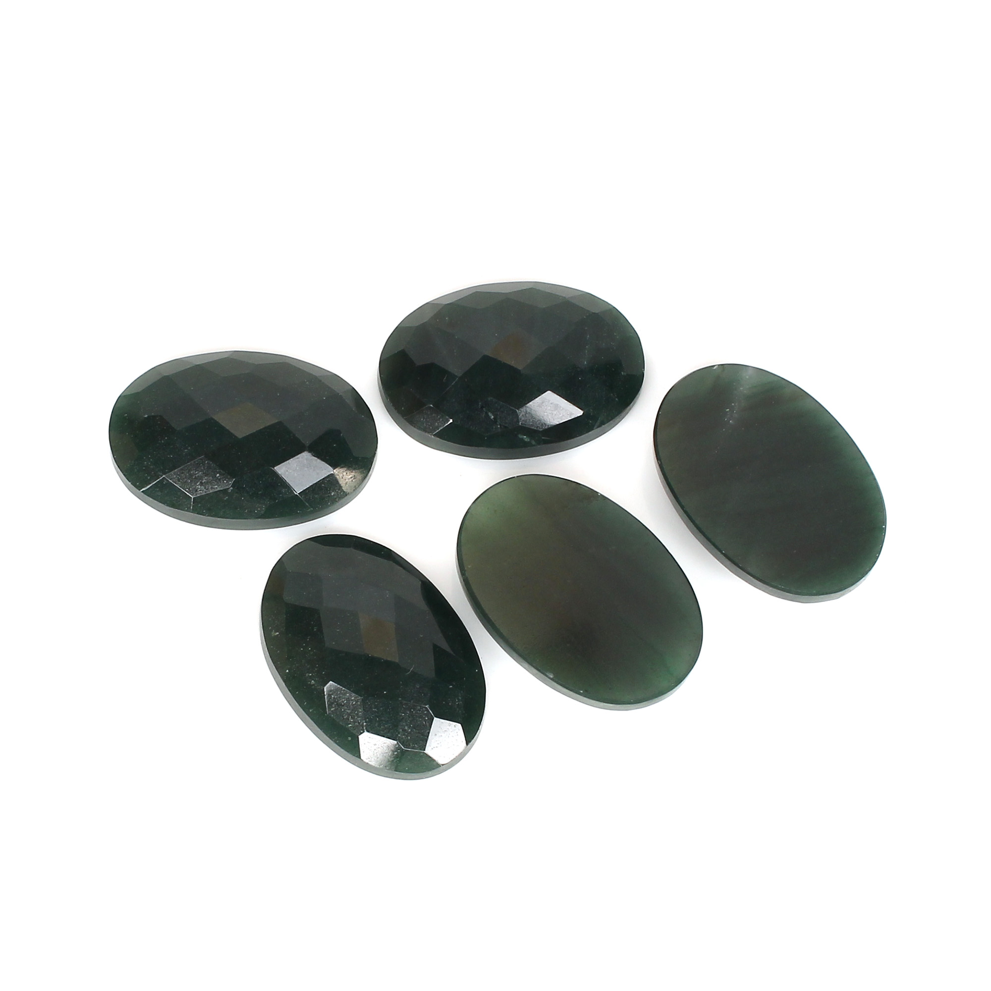 3Pcs Dark Mica Aventurine 17x25mm Oval Checker Cut 10200s