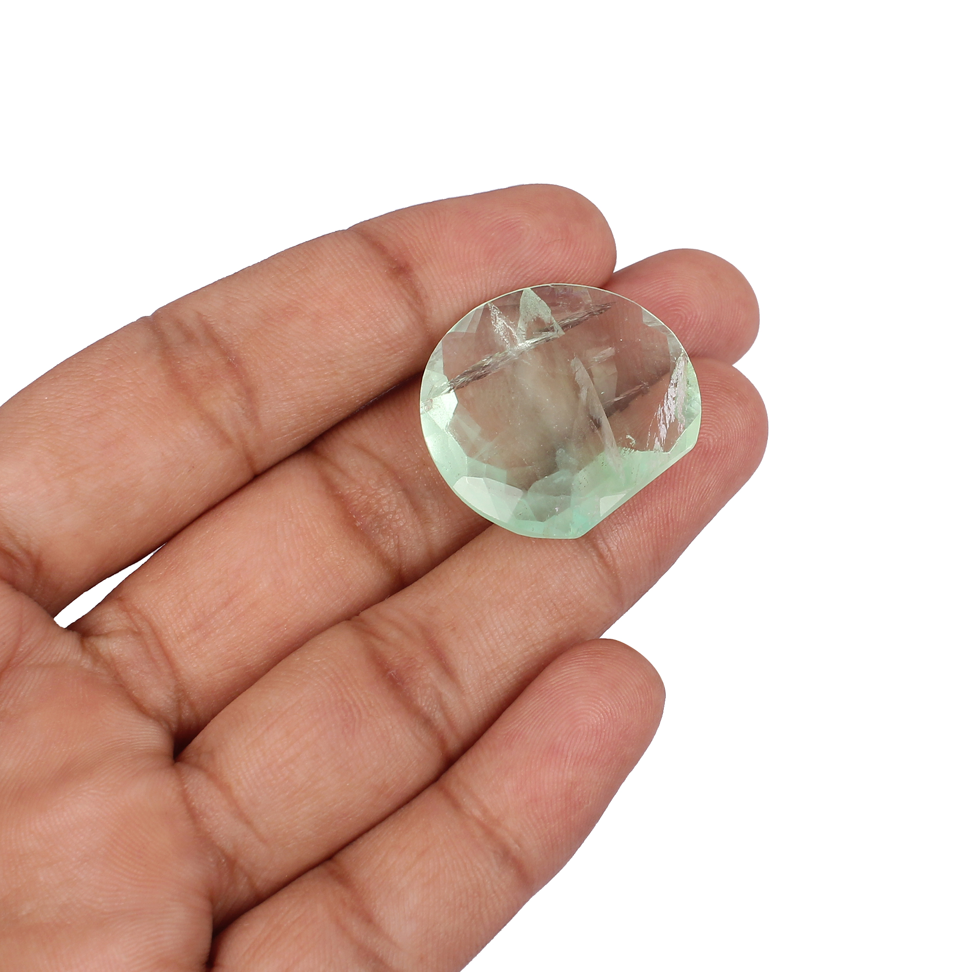 Natural Afghani Fluorite Gemstone Checkerboard Cut 506 Carat 25x27mm Loose Stone for Jewelry Making