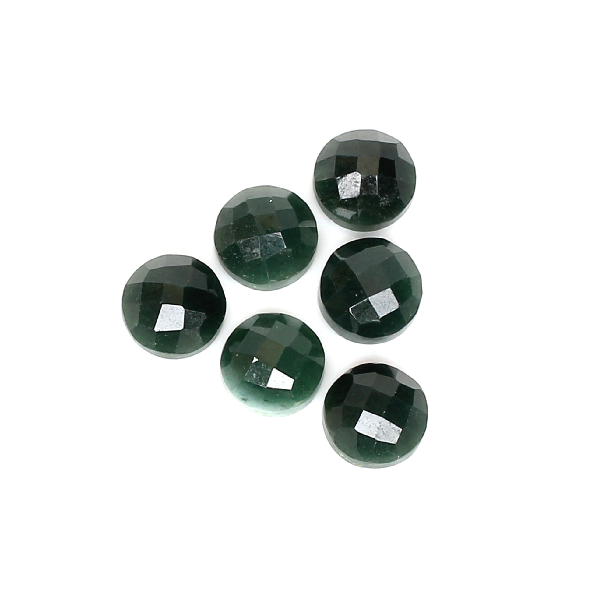 6Pcs Dark Mica Aventurine 8mm Round Checker Cut 1240cts