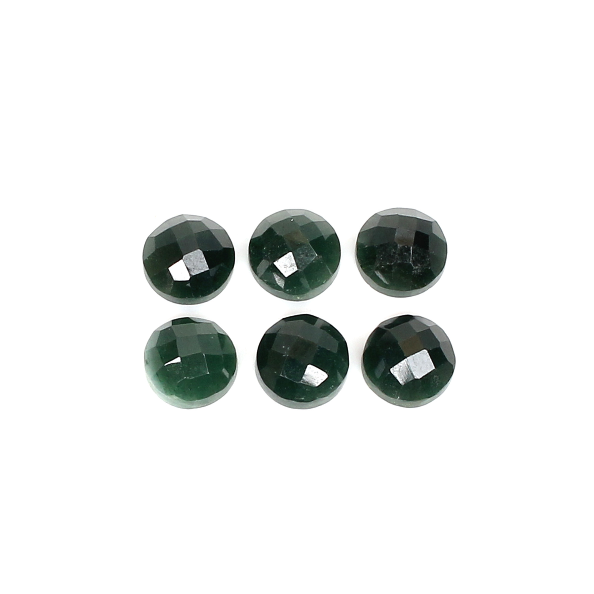 6Pcs Dark Mica Aventurine 8mm Round Checker Cut 1240cts