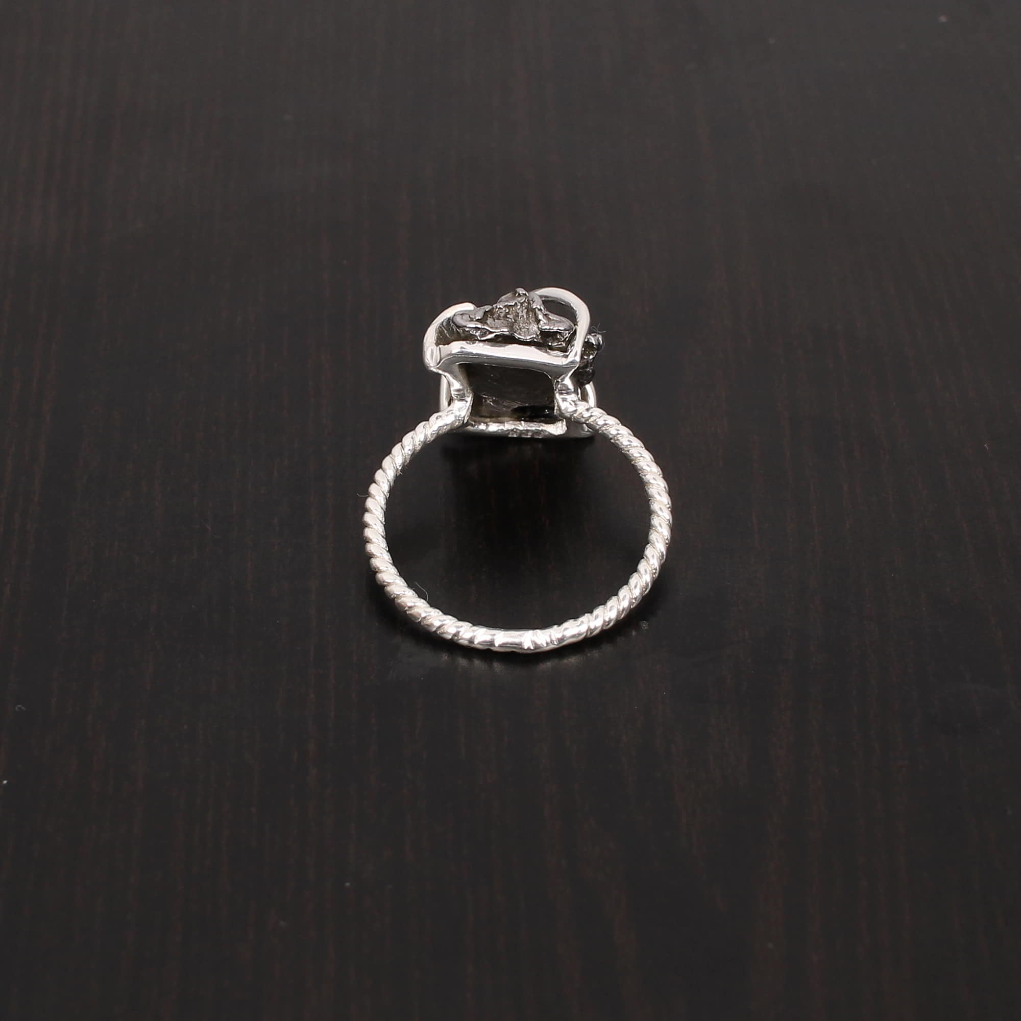 Meteorite 14x10mm Rough 451Gram 925 Sterling Silver Ring