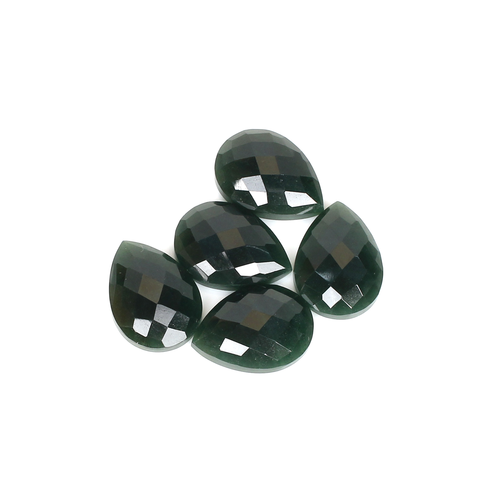 5Pcs Dark Mica Aventurine 13x18mm Pear Checker Cut 4300cts