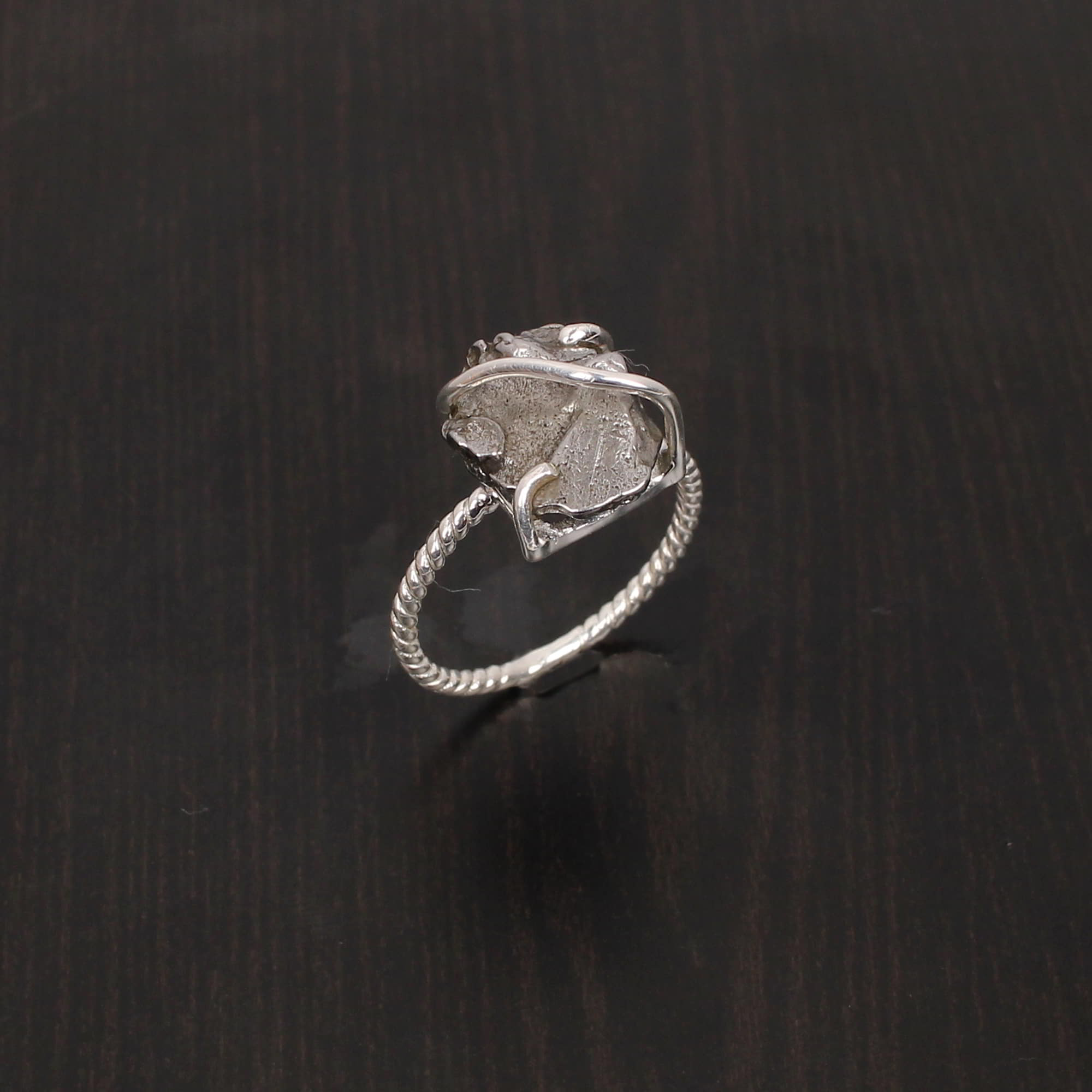 Meteorite 14x10mm Rough 451Gram 925 Sterling Silver Ring