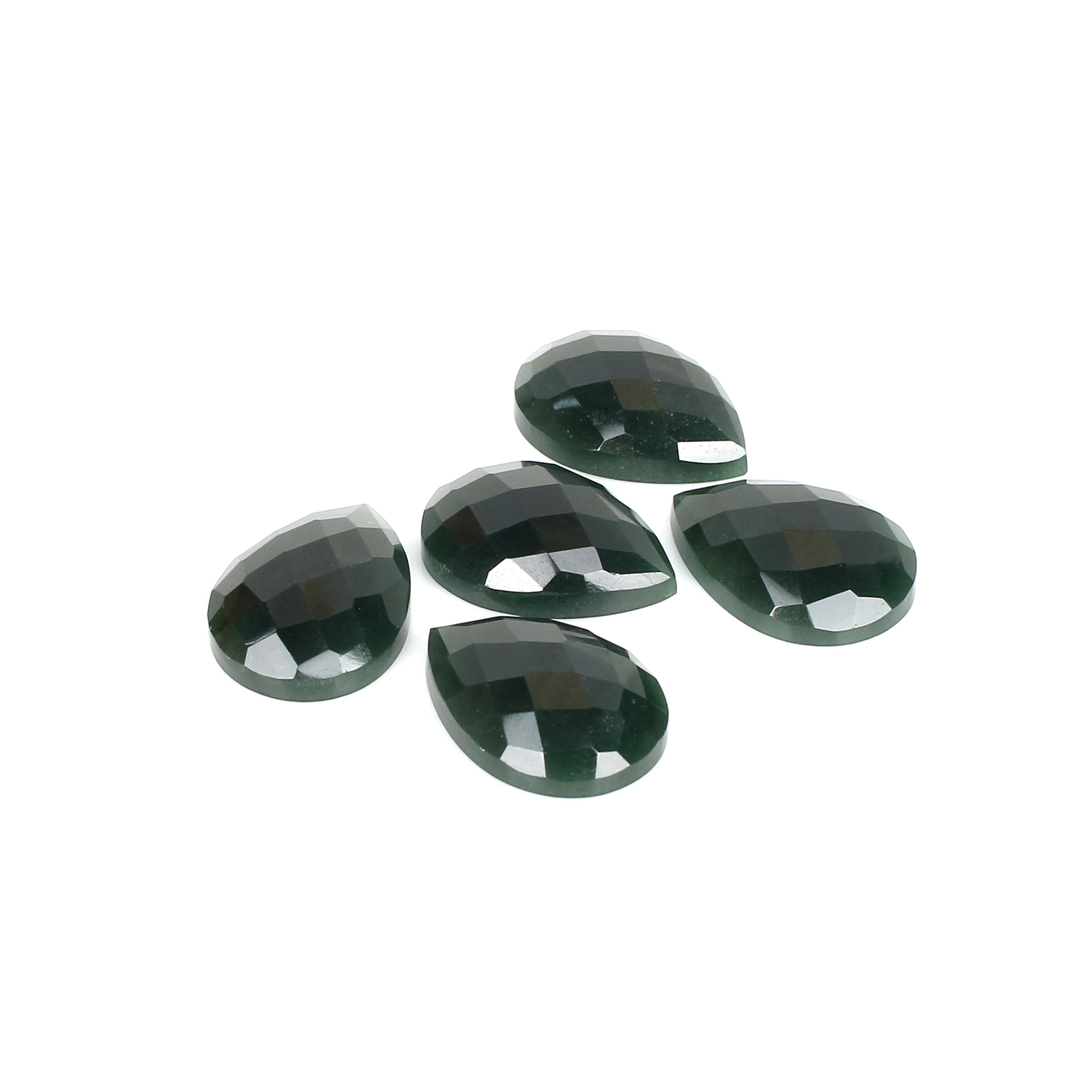 5Pcs Dark Mica Aventurine 13x18mm Pear Checker Cut 4300cts