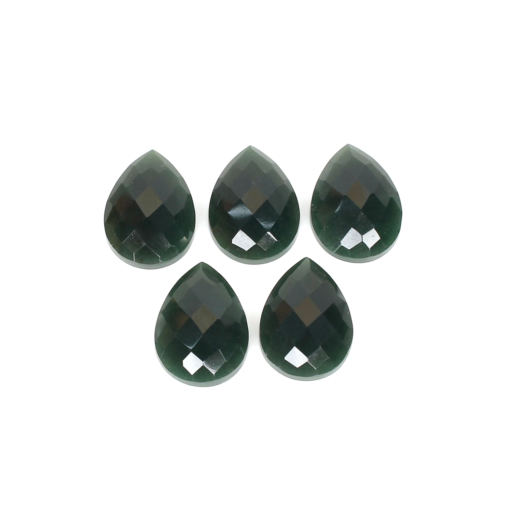 5Pcs Dark Mica Aventurine 13x18mm Pear Checker Cut 4300cts