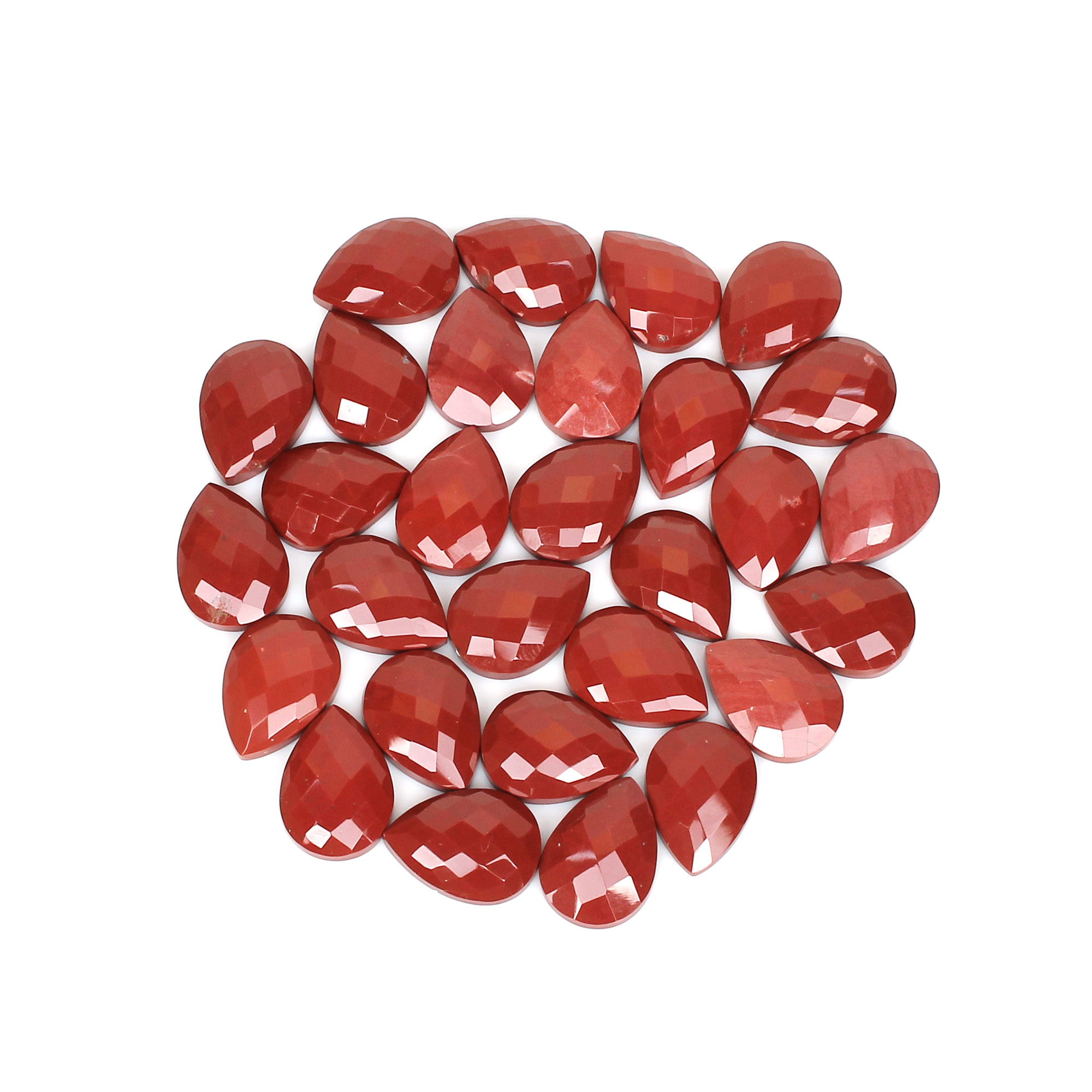 29Pes Red Jasper 13x18mm Pear Checker Cut 24700Cts