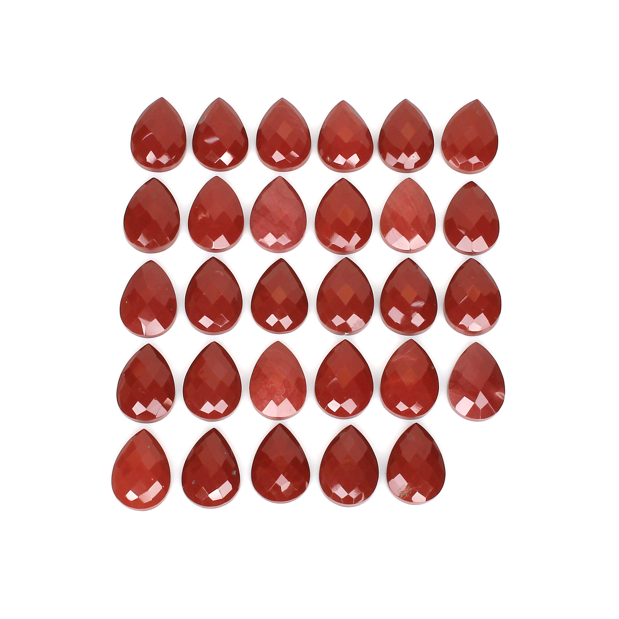 29Pes Red Jasper 13x18mm Pear Checker Cut 24700Cts