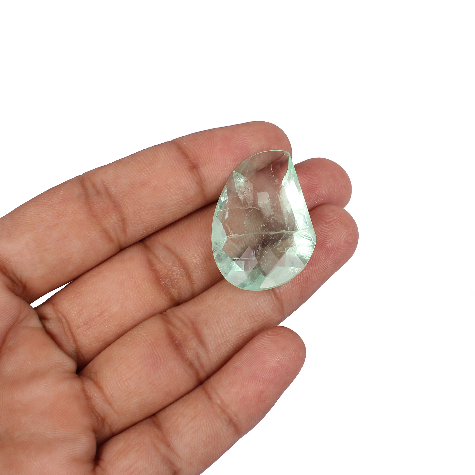 Natural Afghani Fluorite Gemstone Checkerboard Cut 503 Carat 33x23mm Loose Stone for Jewelry Making