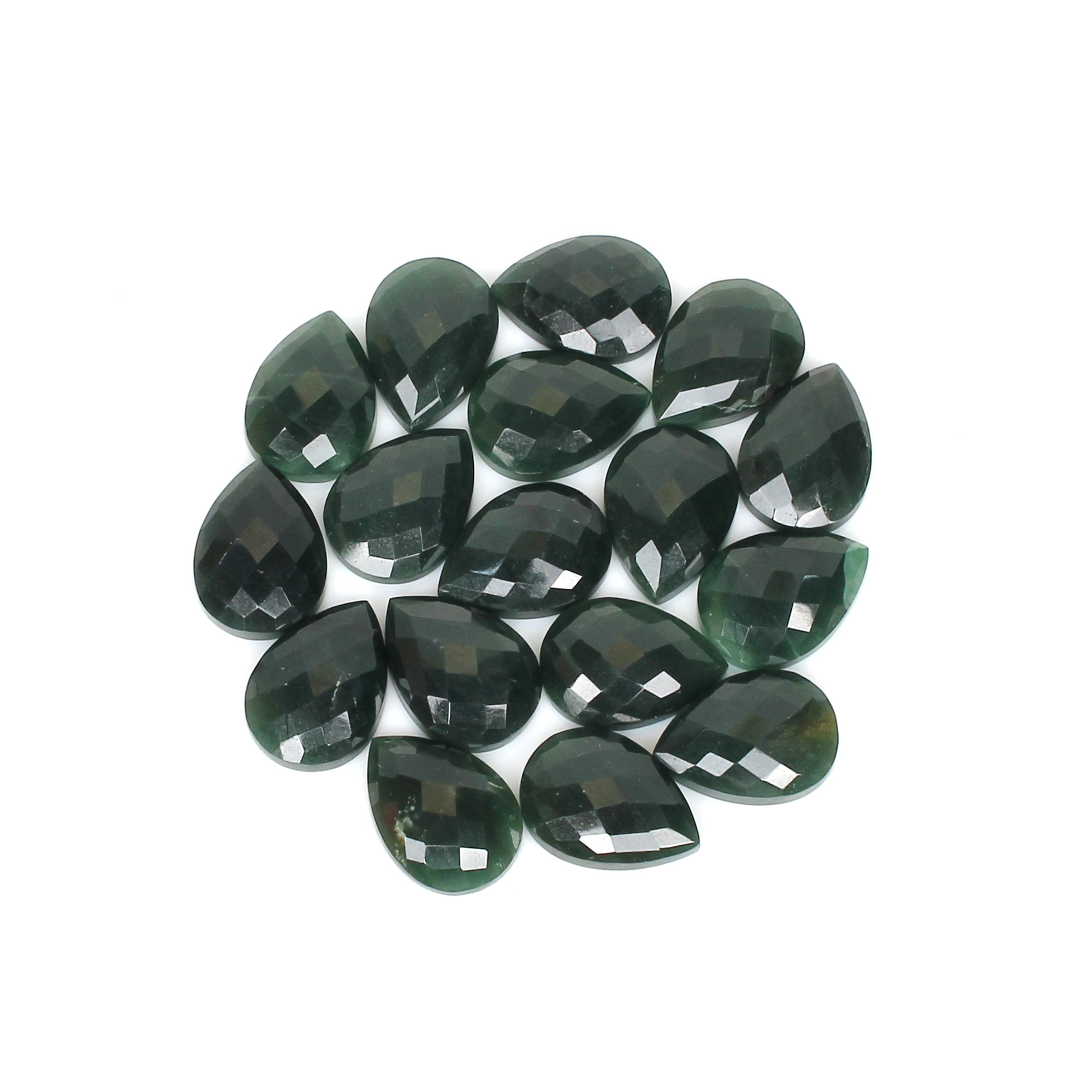17Pcs Dark Mica Aventurine 13x8mm Pear Checker Cut 1563cts
