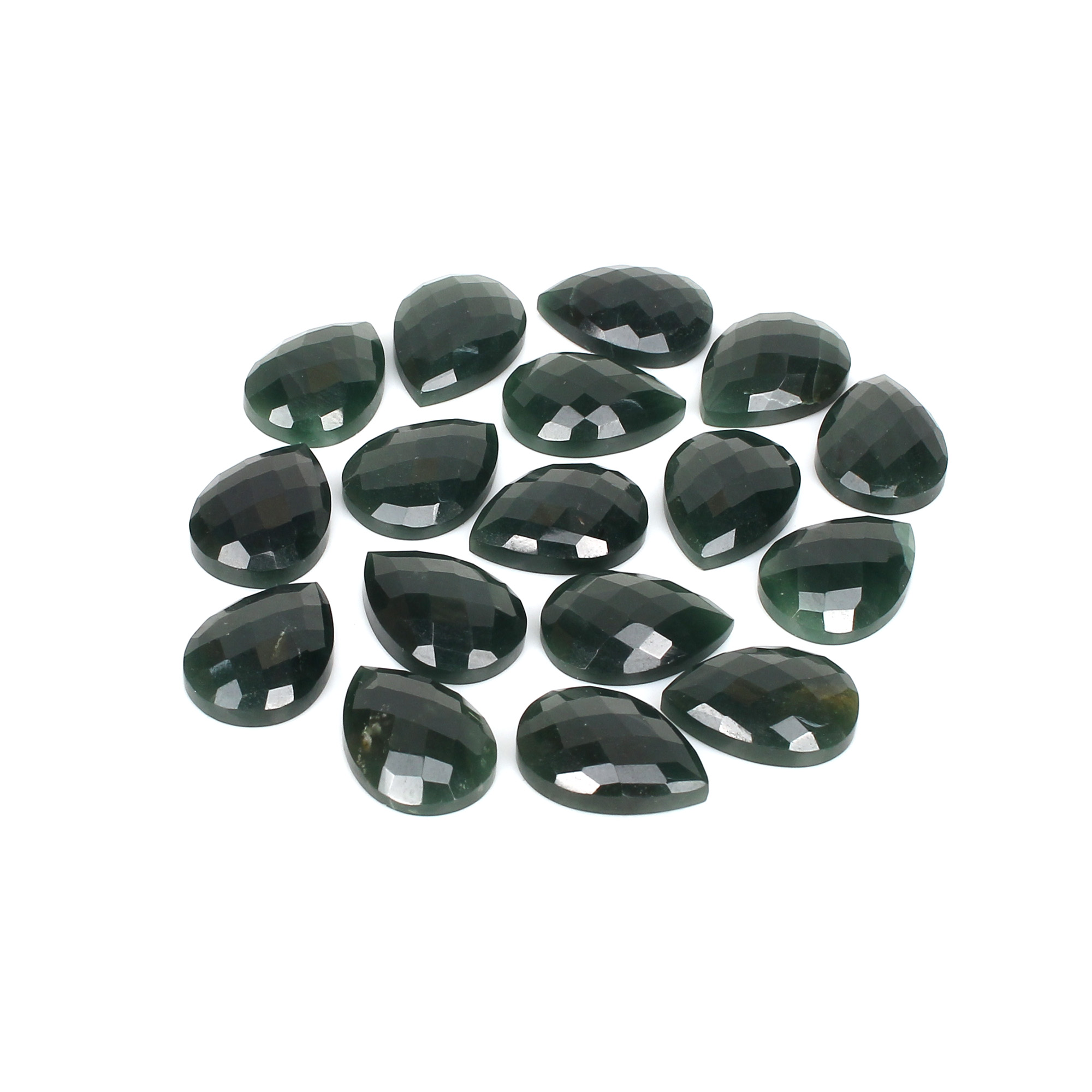 17Pcs Dark Mica Aventurine 13x8mm Pear Checker Cut 1563cts