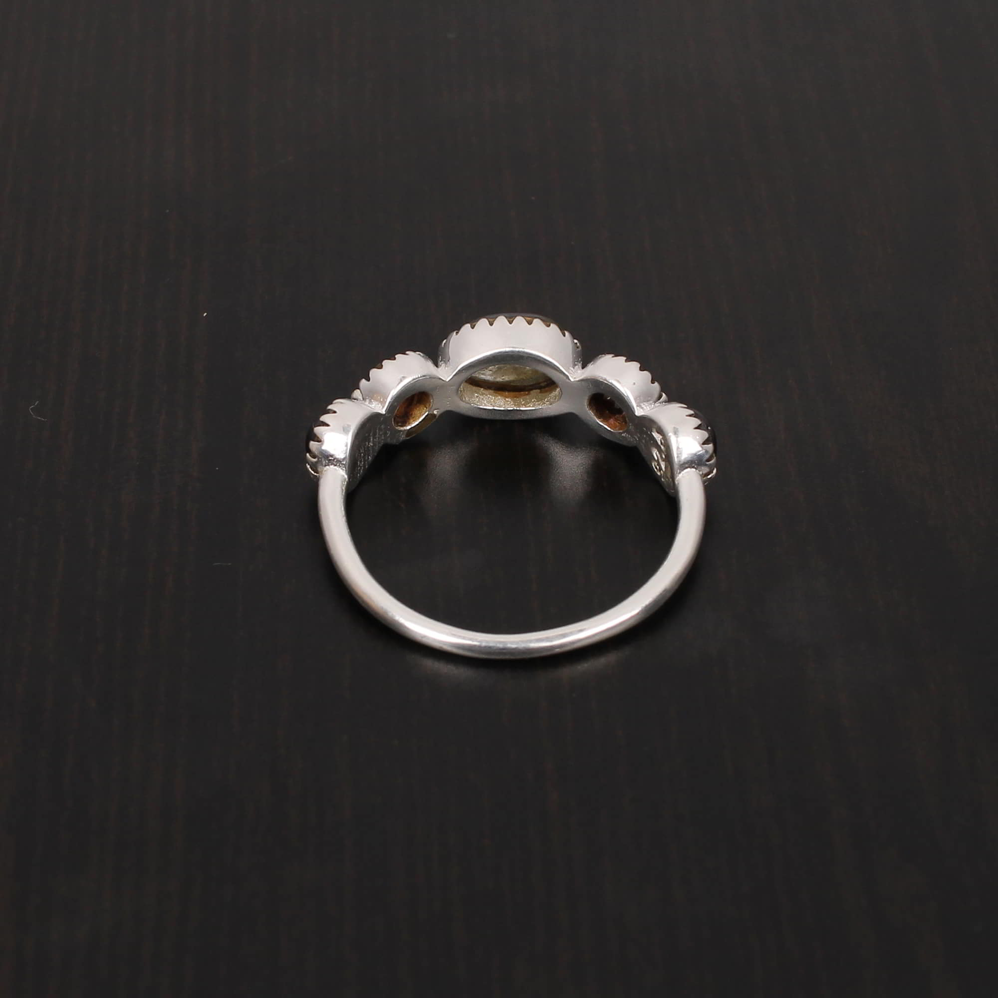 Labradorite and Pink Tourmaline 7x5mm 4mm 925 Sterling Silver Ring