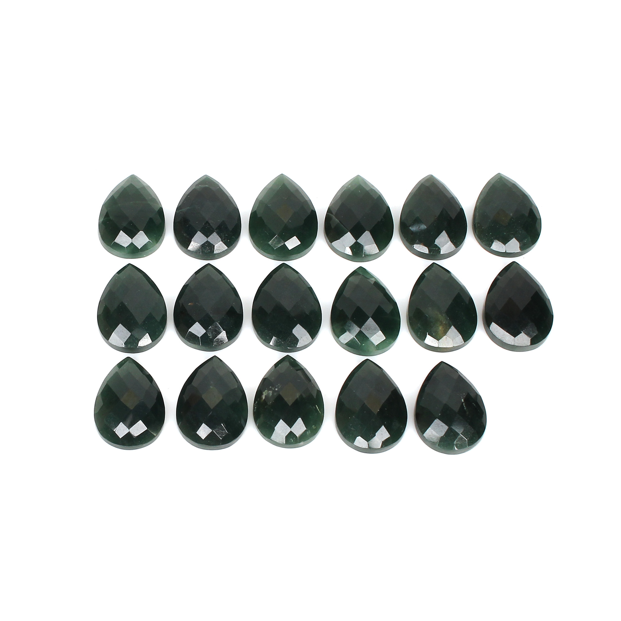 17Pcs Dark Mica Aventurine 13x8mm Pear Checker Cut 1563cts
