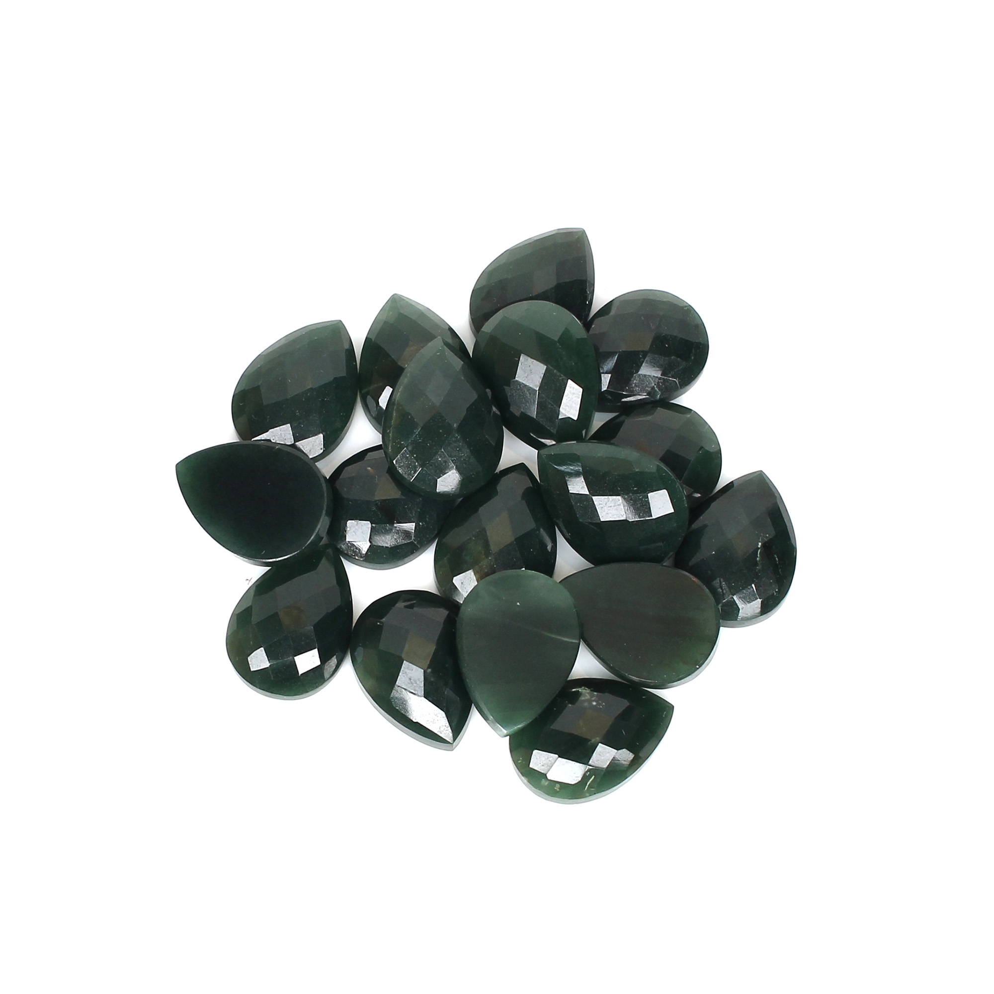 17Pcs Dark Mica Aventurine 13x8mm Pear Checker Cut 1563cts