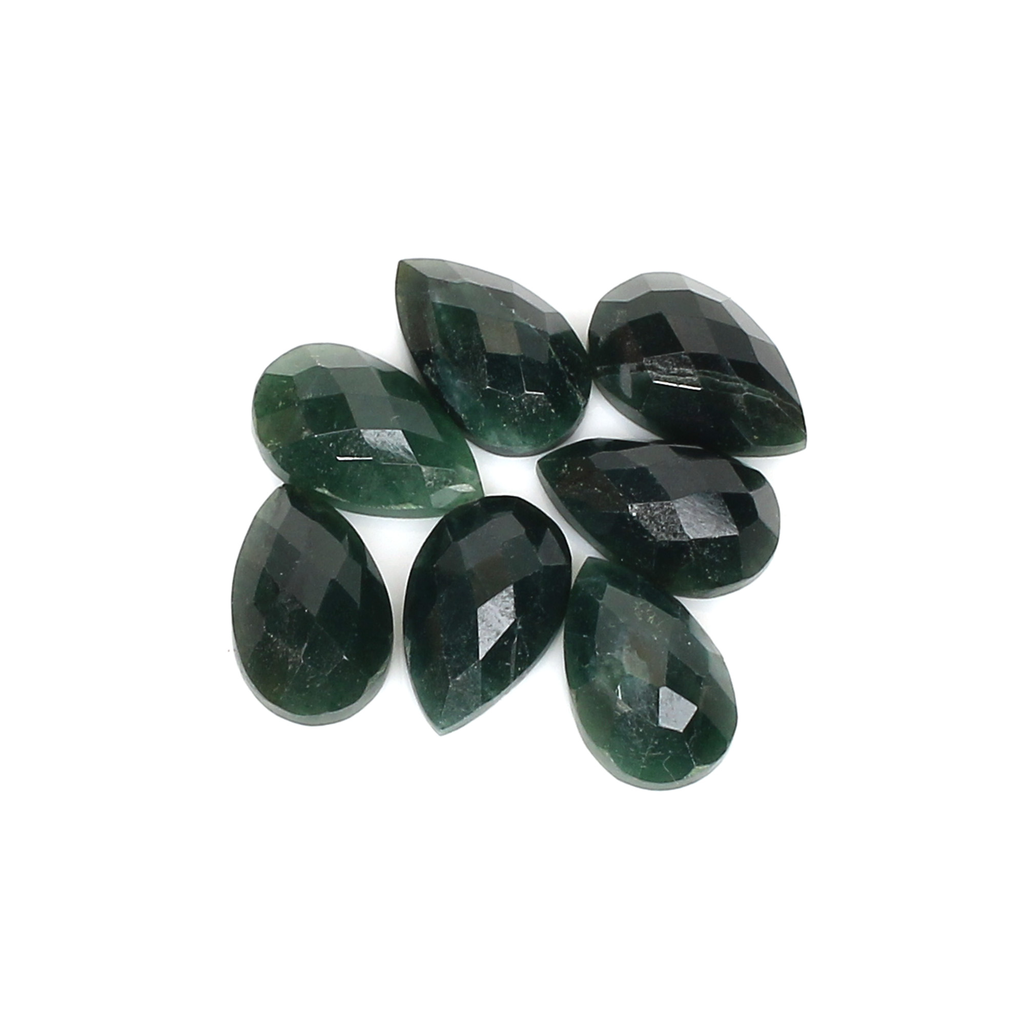 7Pcs Dark Mica Aventurine 75x12mm Pear Checker Cut 1800Cts