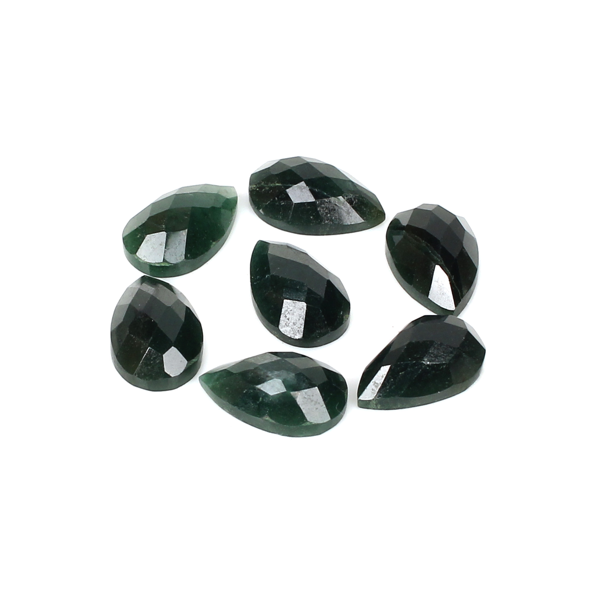 7Pcs Dark Mica Aventurine 75x12mm Pear Checker Cut 1800Cts
