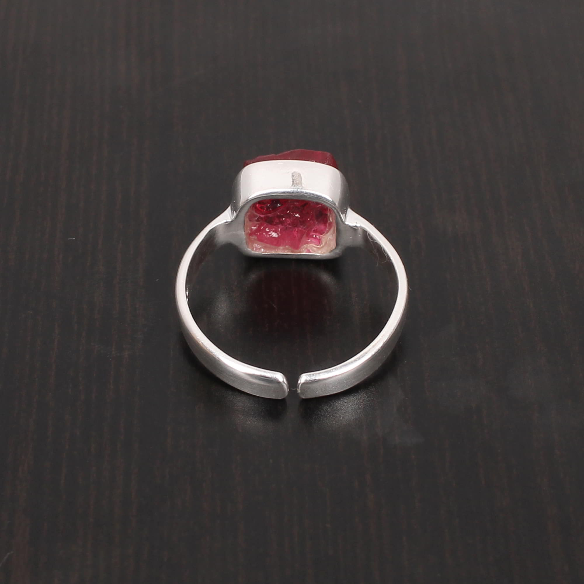 Chinese Pink Moldavite 10x10mm 925 Sterling Silver Ring