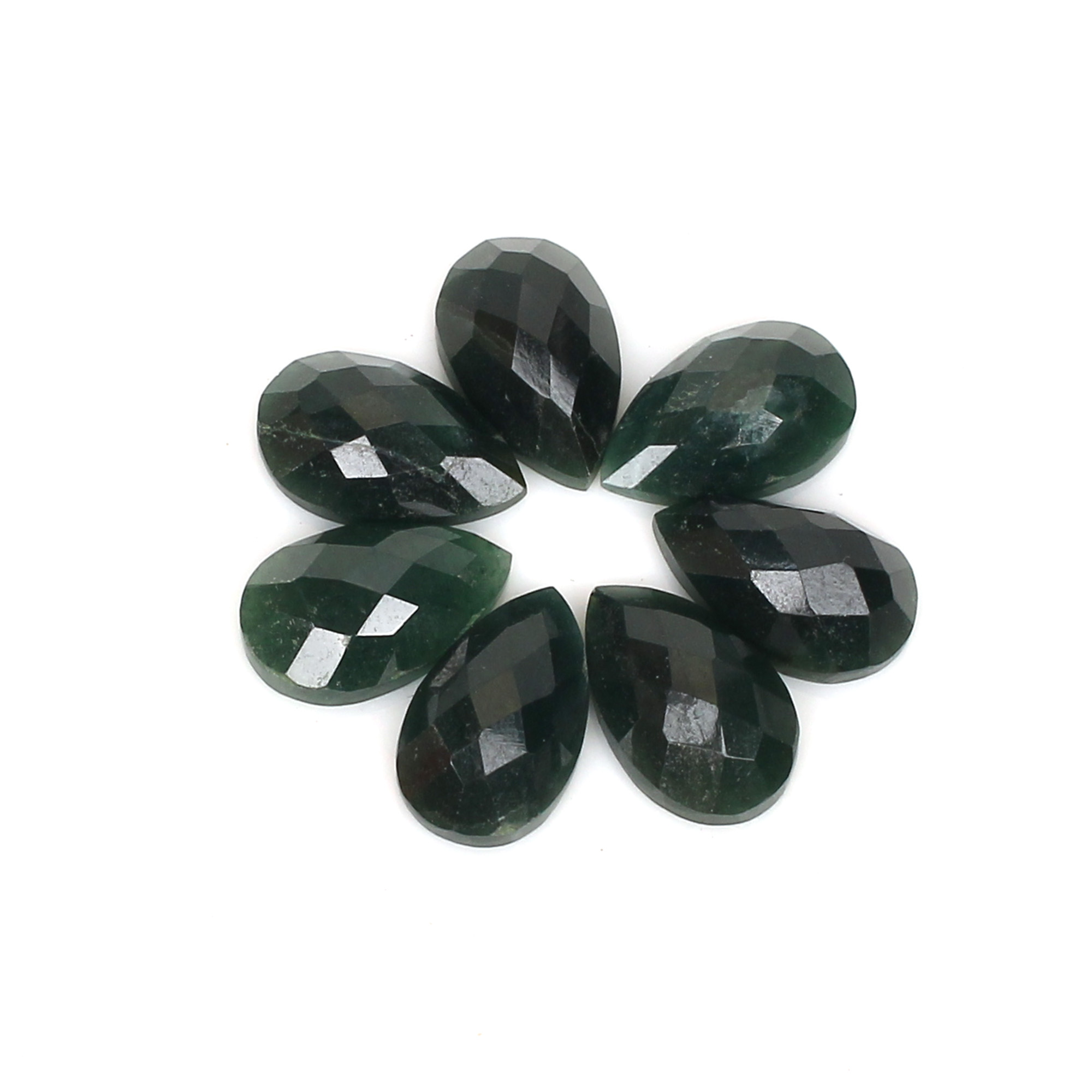 7Pcs Dark Mica Aventurine 75x12mm Pear Checker Cut 1800Cts