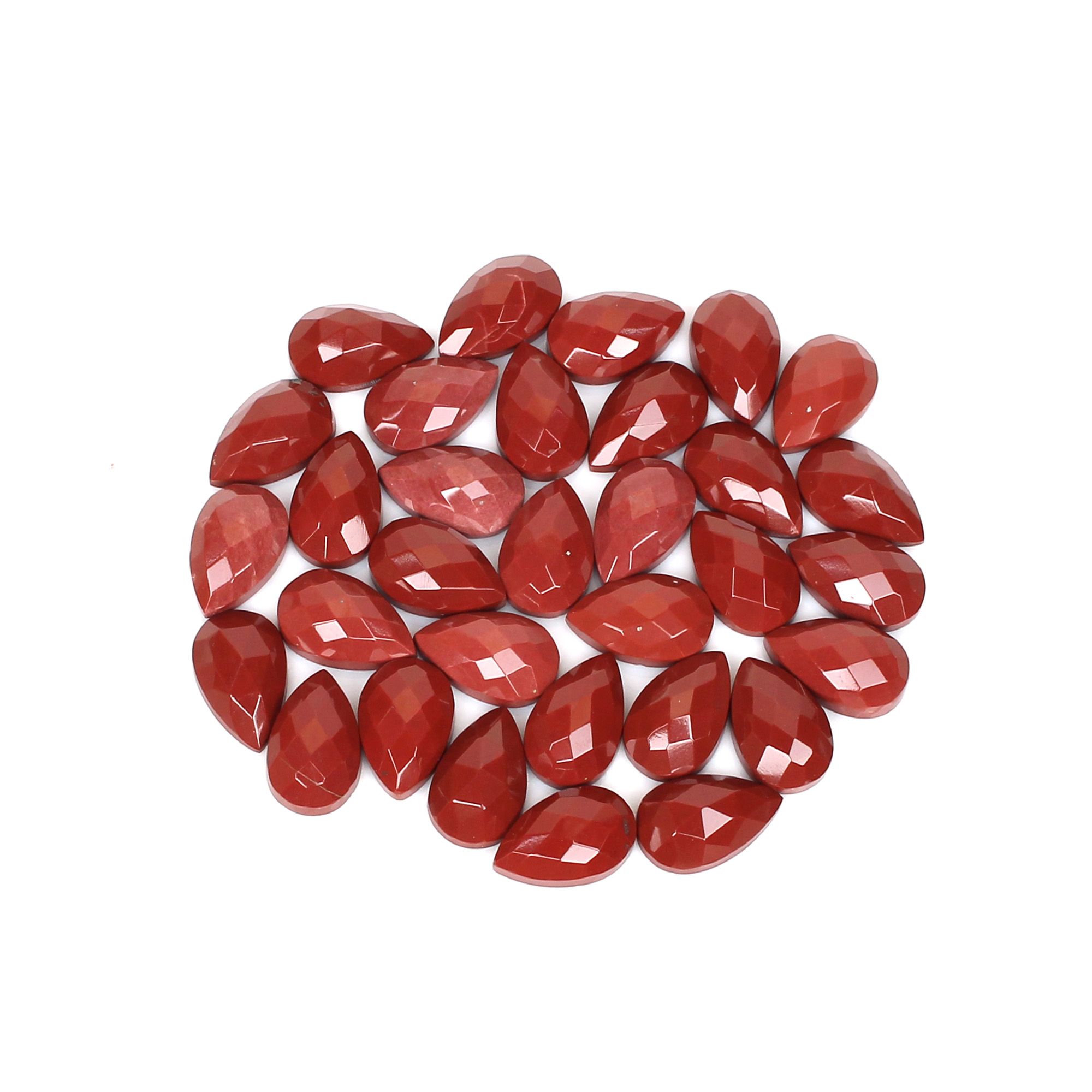 32Pes Red Jasper 75x12mm Pear Checker Cut 8300Cts