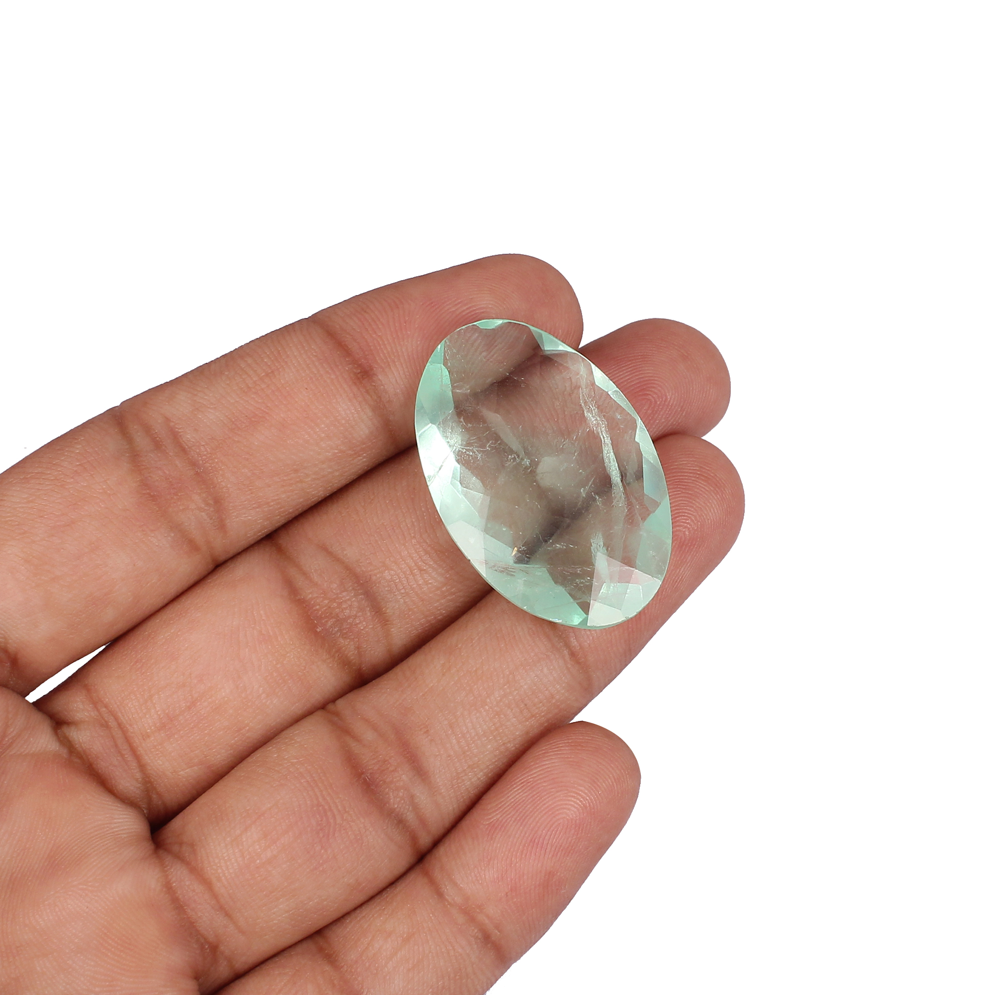 Natural Afghani Fluorite Gemstone Checkerboard Cut 678 Carat 35x23mm Loose Stone for Jewelry Making