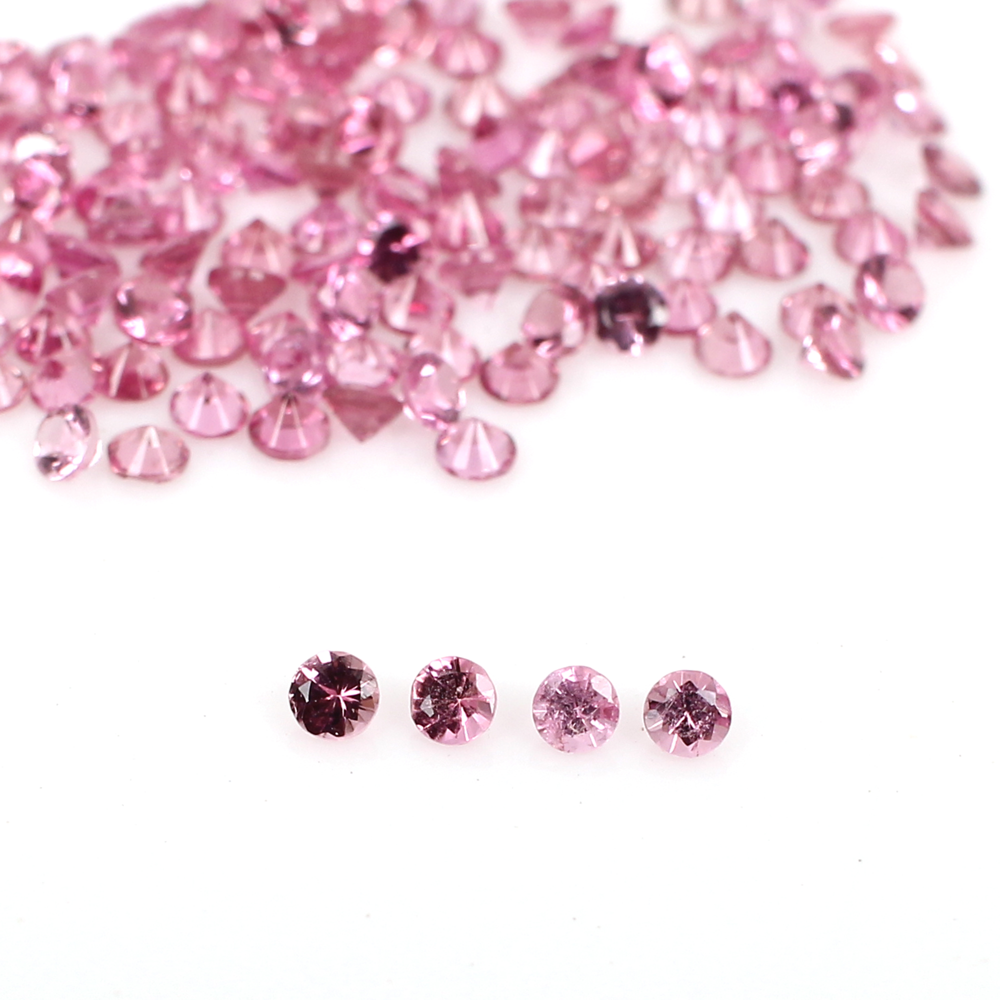 Natural Pink Tourmaline 3mm Round Diamond Cut 1cts