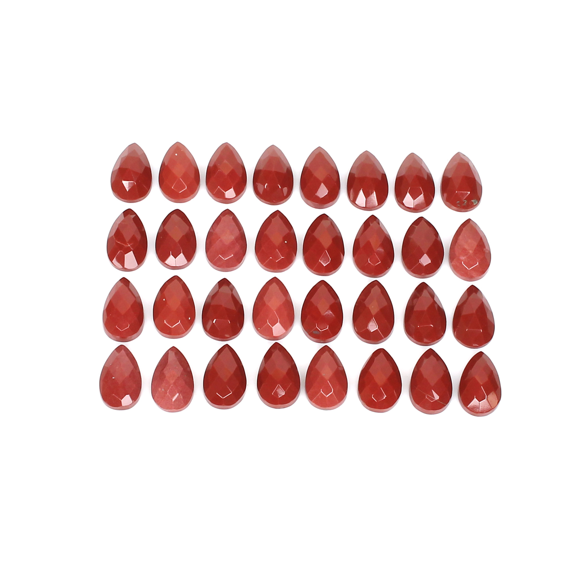 32Pes Red Jasper 75x12mm Pear Checker Cut 8300Cts