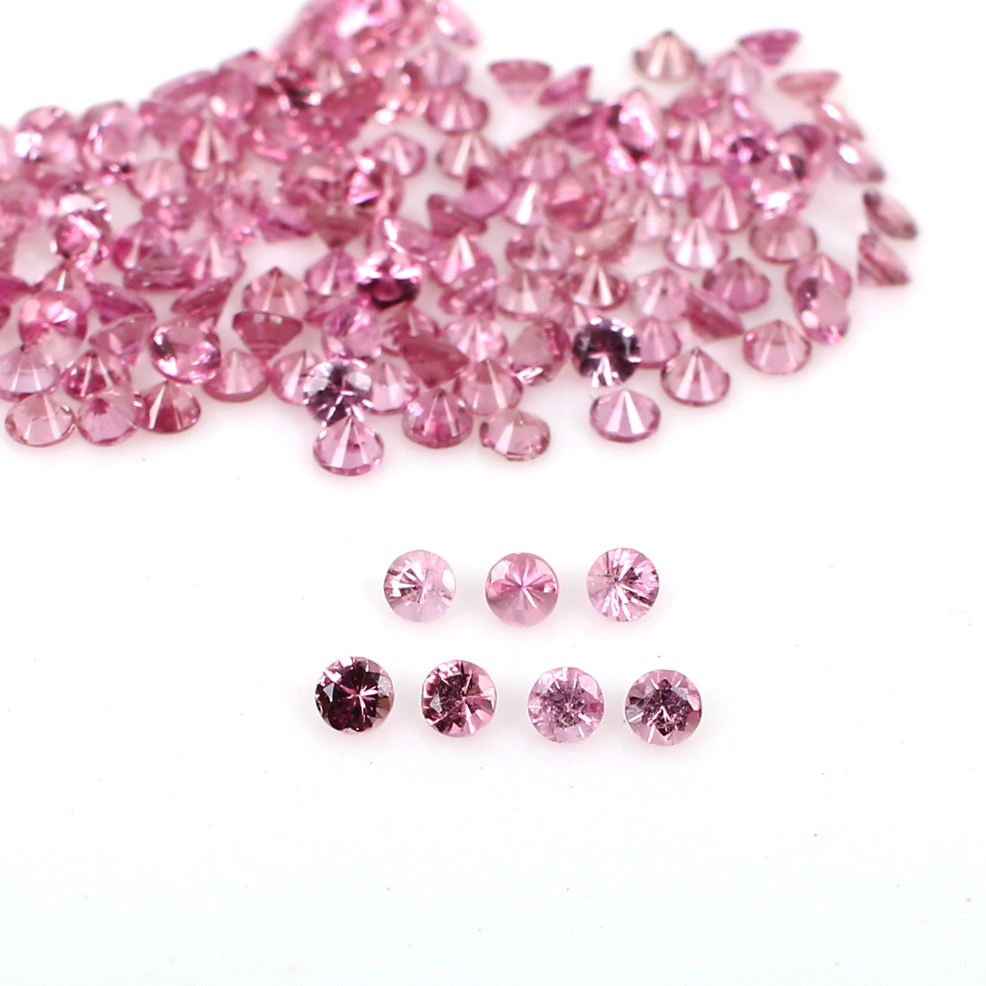 Natural Pink Tourmaline 3mm Round Diamond Cut 1cts