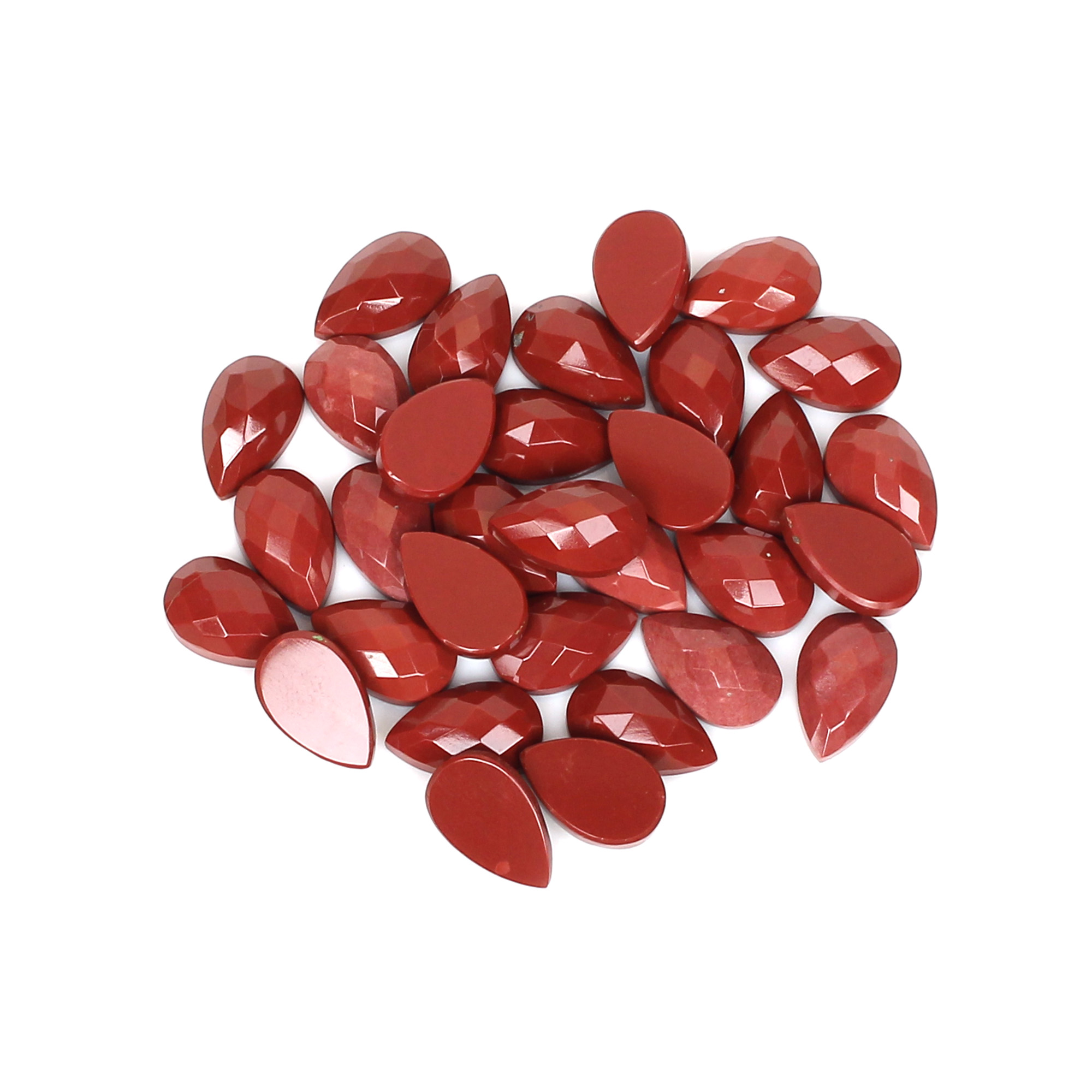 32Pes Red Jasper 75x12mm Pear Checker Cut 8300Cts