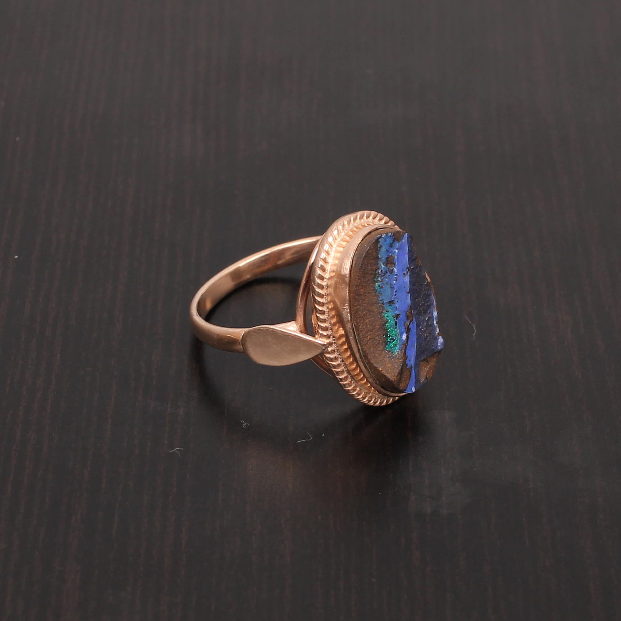 Boulder Opal 15x9mm Rough 925 Sterling Silver Ring