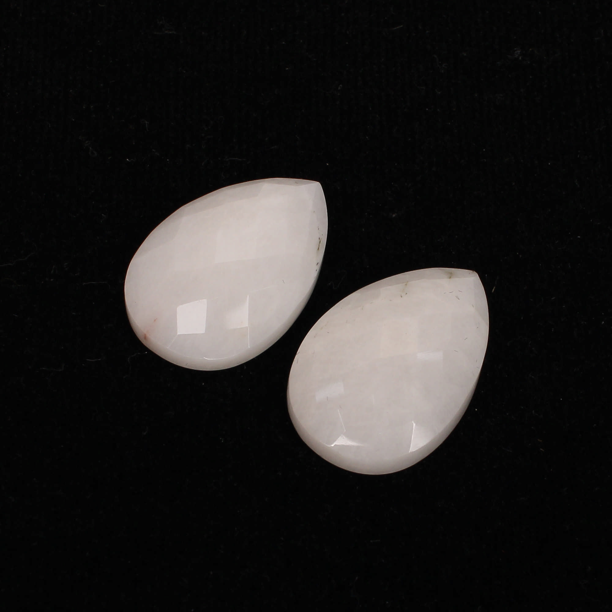2Pes White King Agate 16x24mm Pear Checker Cut 3460Cts