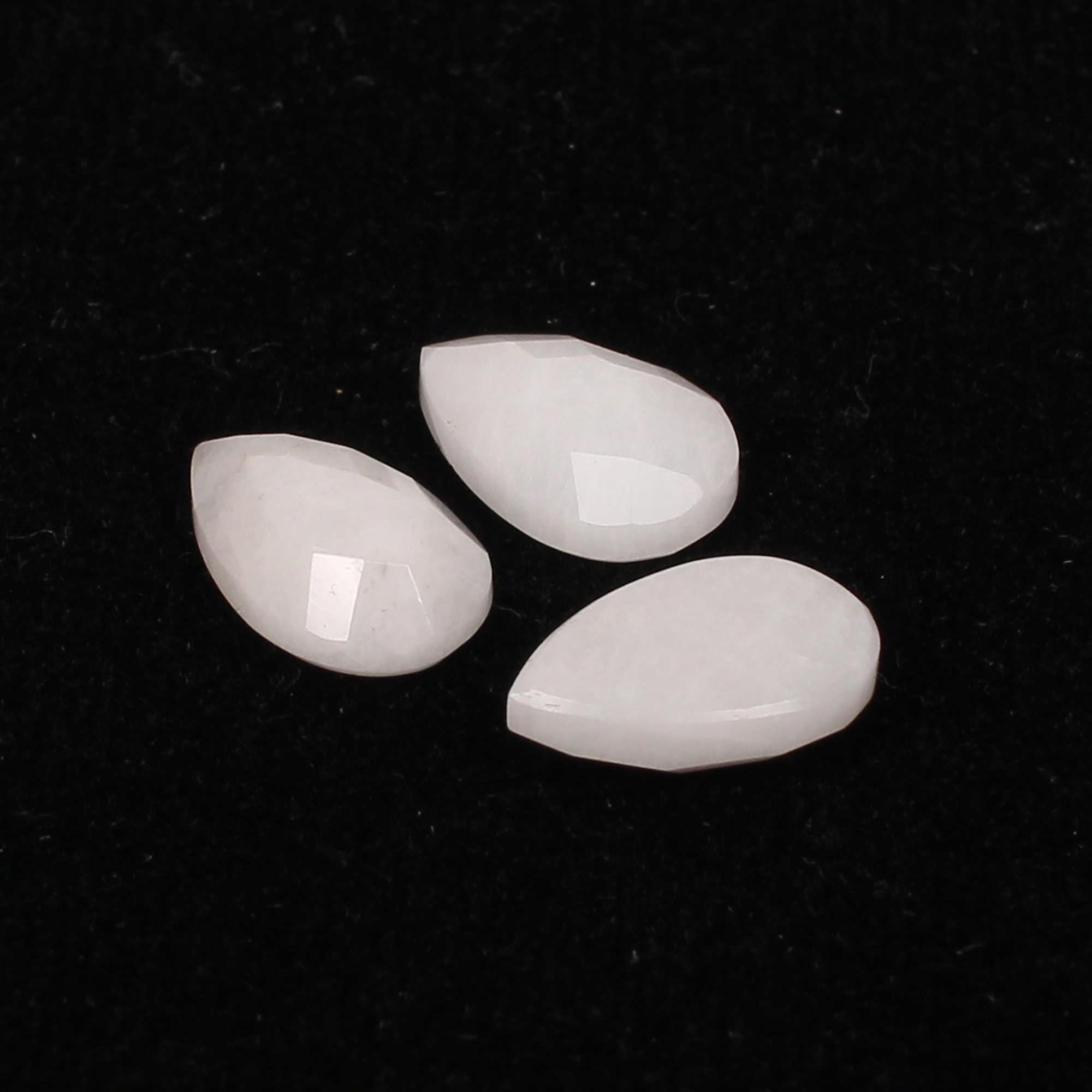 3Pes White King Agate 8x12mm Pear Checker Cut 800Cts