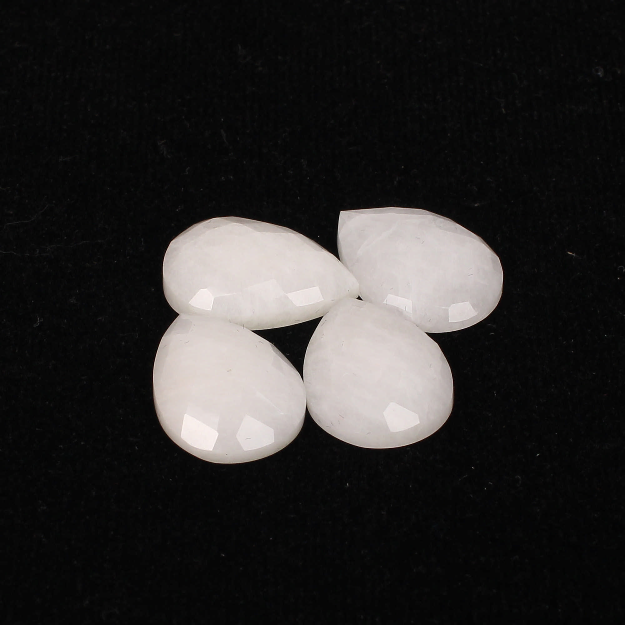 4Pes White King Agate 13x18mm Pear Checker Cut 3300Cts