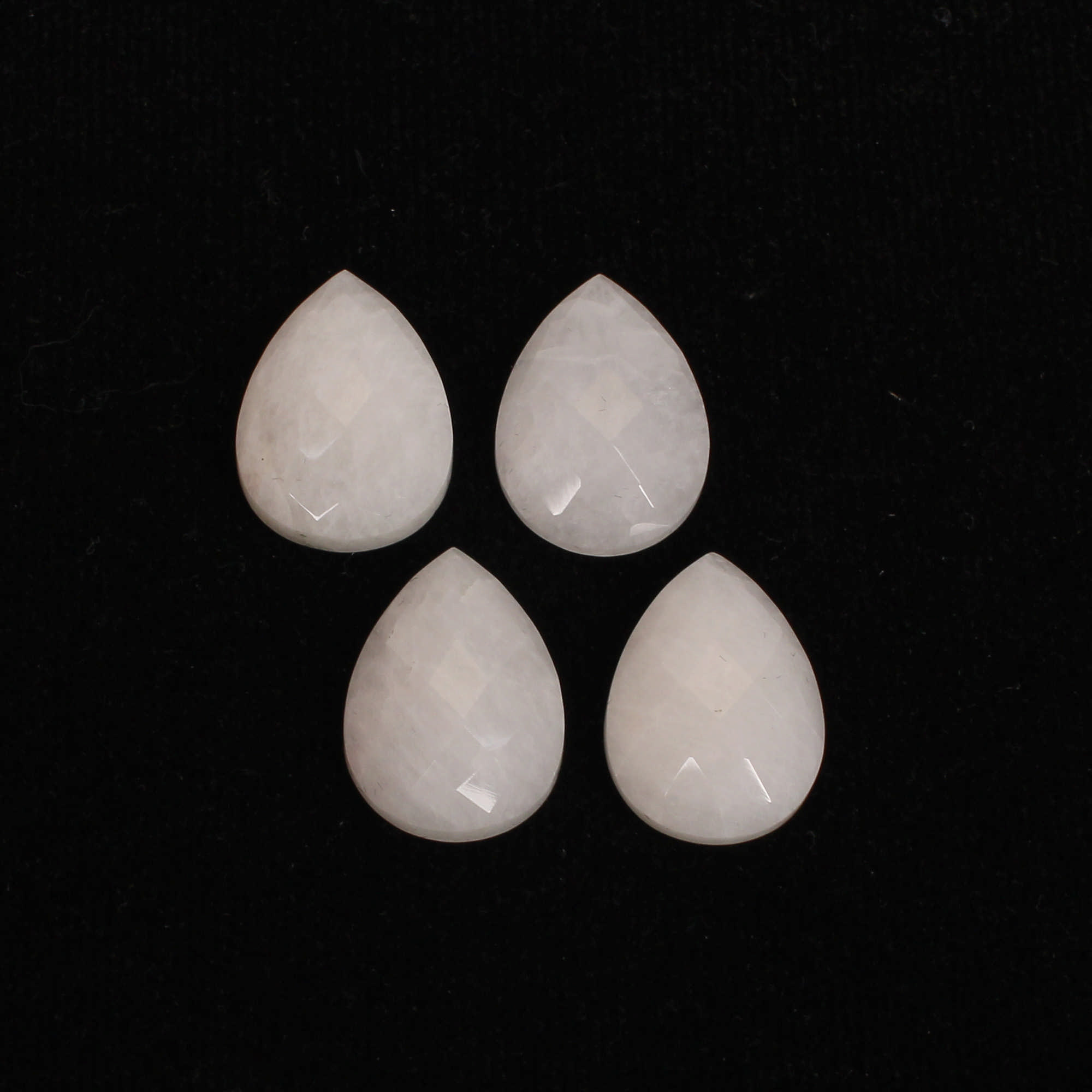 4Pes White King Agate 13x18mm Pear Checker Cut 3300Cts
