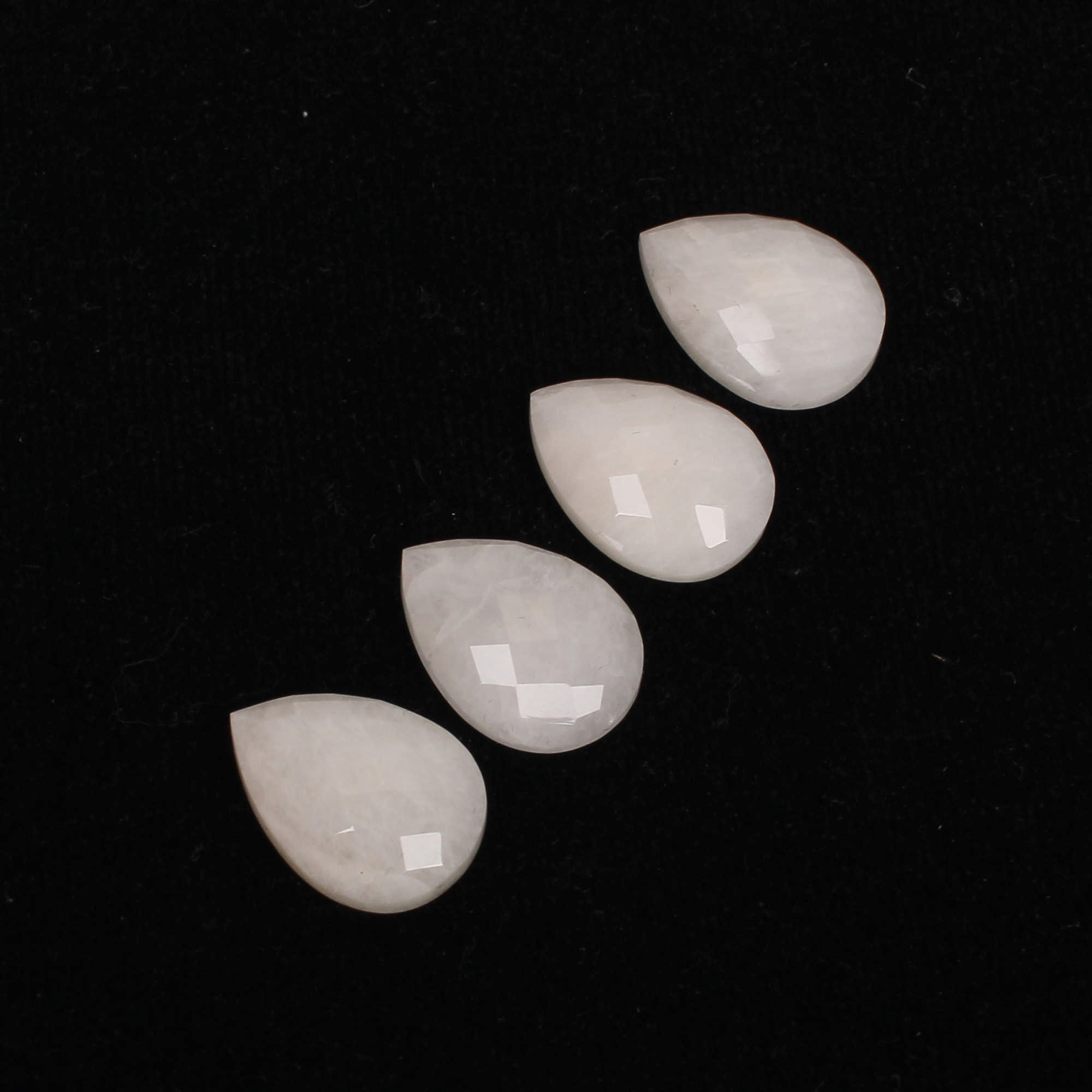 4Pes White King Agate 13x18mm Pear Checker Cut 3300Cts