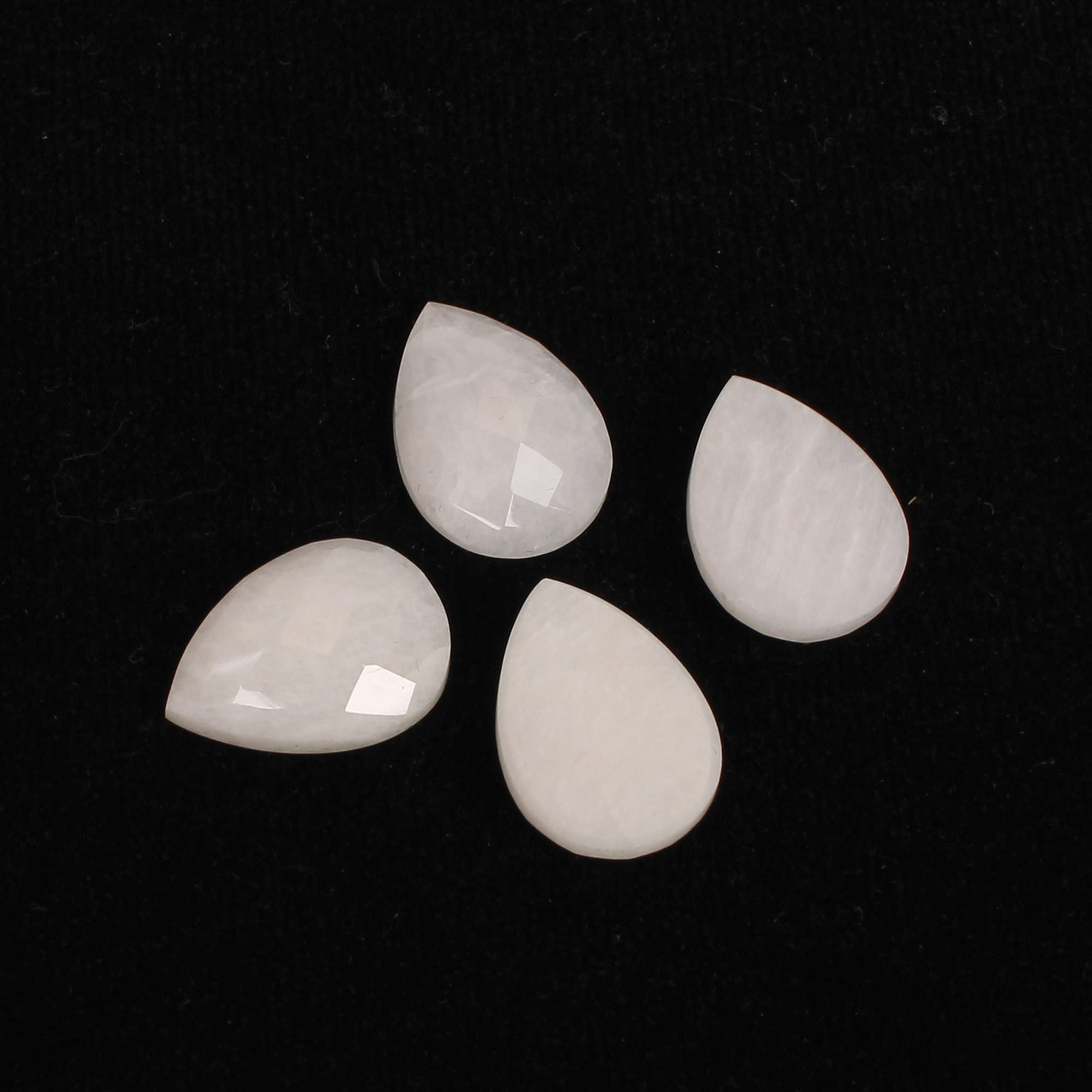 4Pes White King Agate 13x18mm Pear Checker Cut 3300Cts