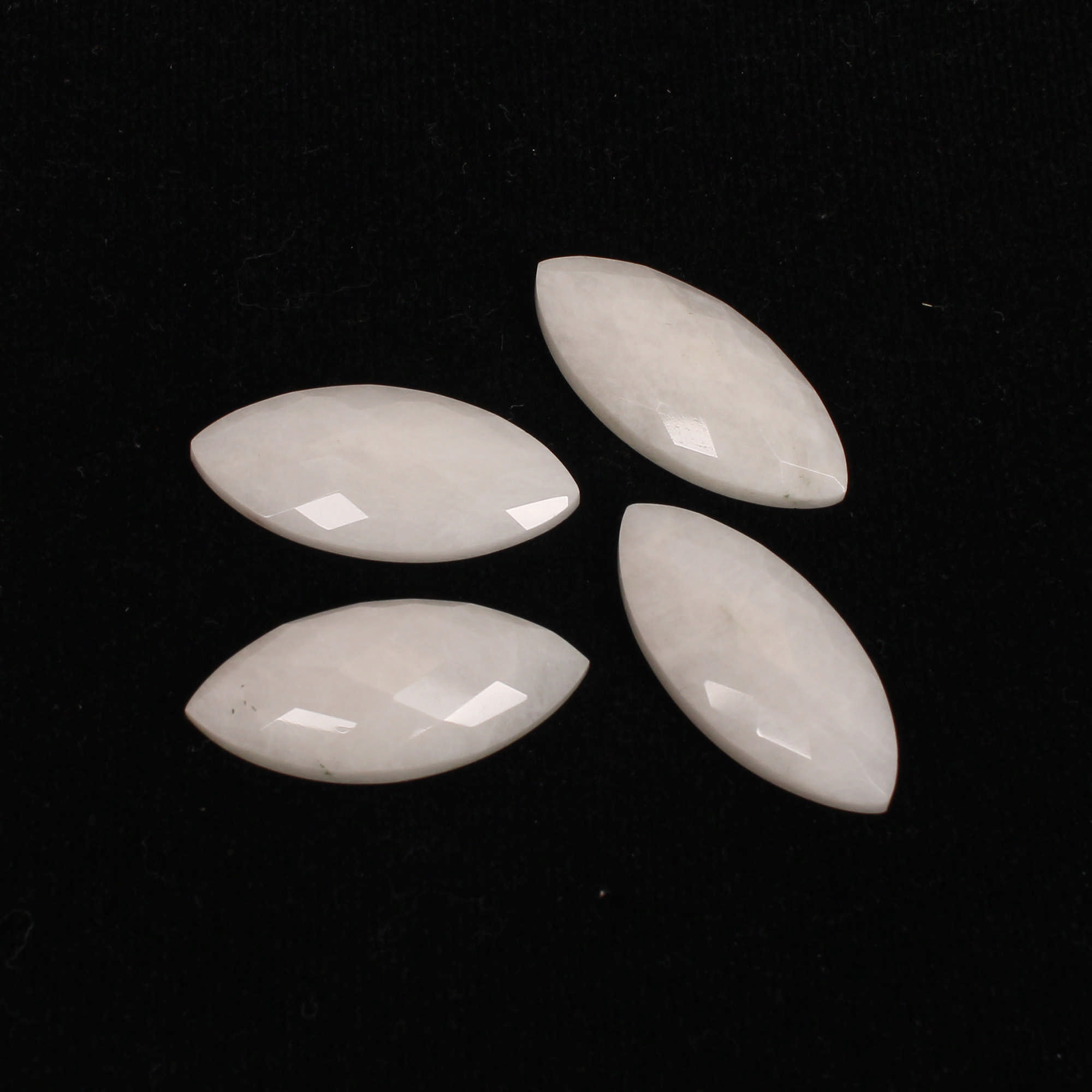 4Pes White King Agate 13X29mm Marquise Checker Cut 64Cts